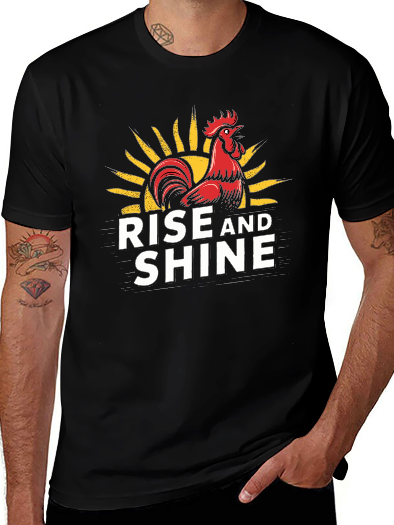 Rise and Shine Rooster Graphic Tee - Black