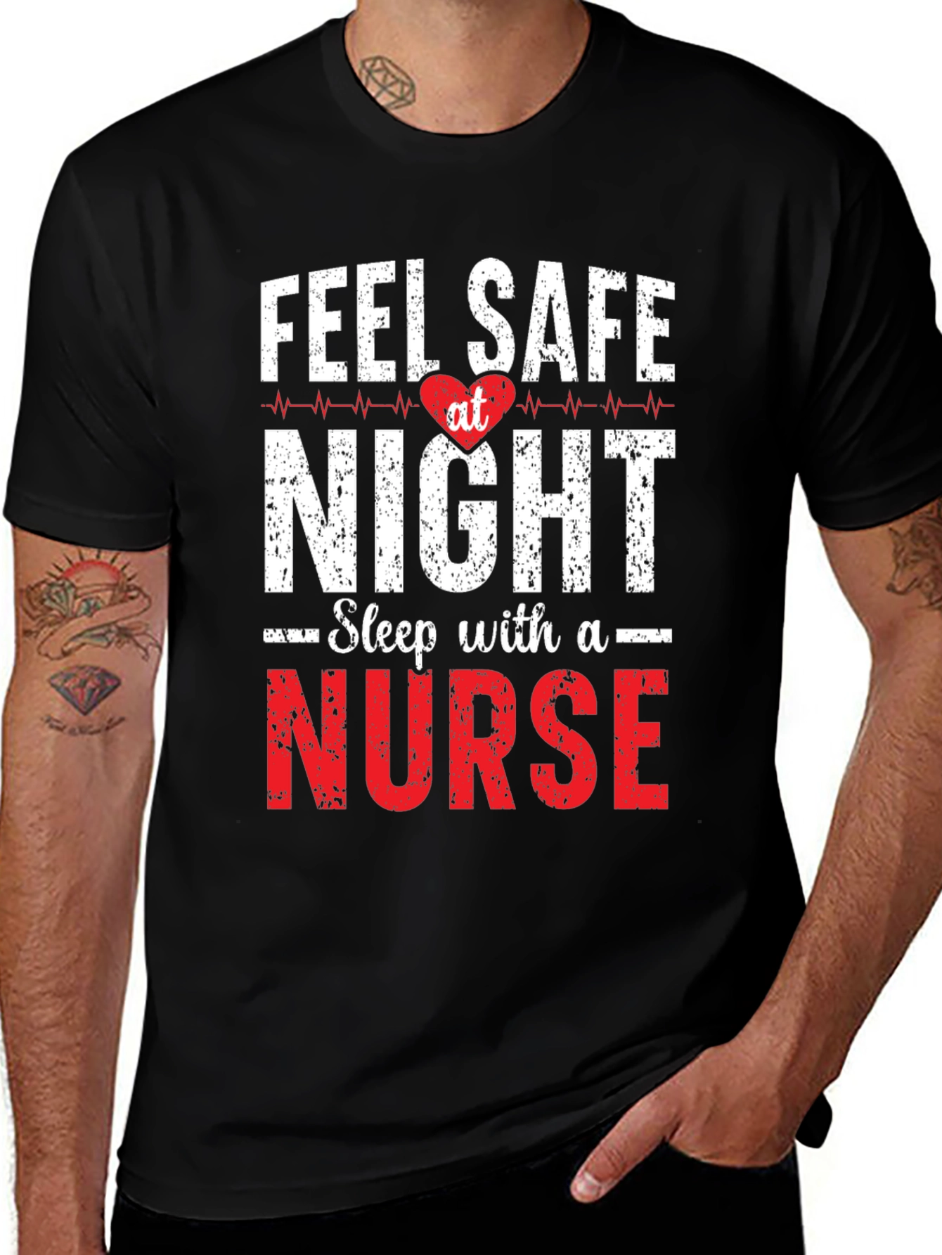 Variant 29 of Feel Safe At Night Nurse Graphic T-Shirt