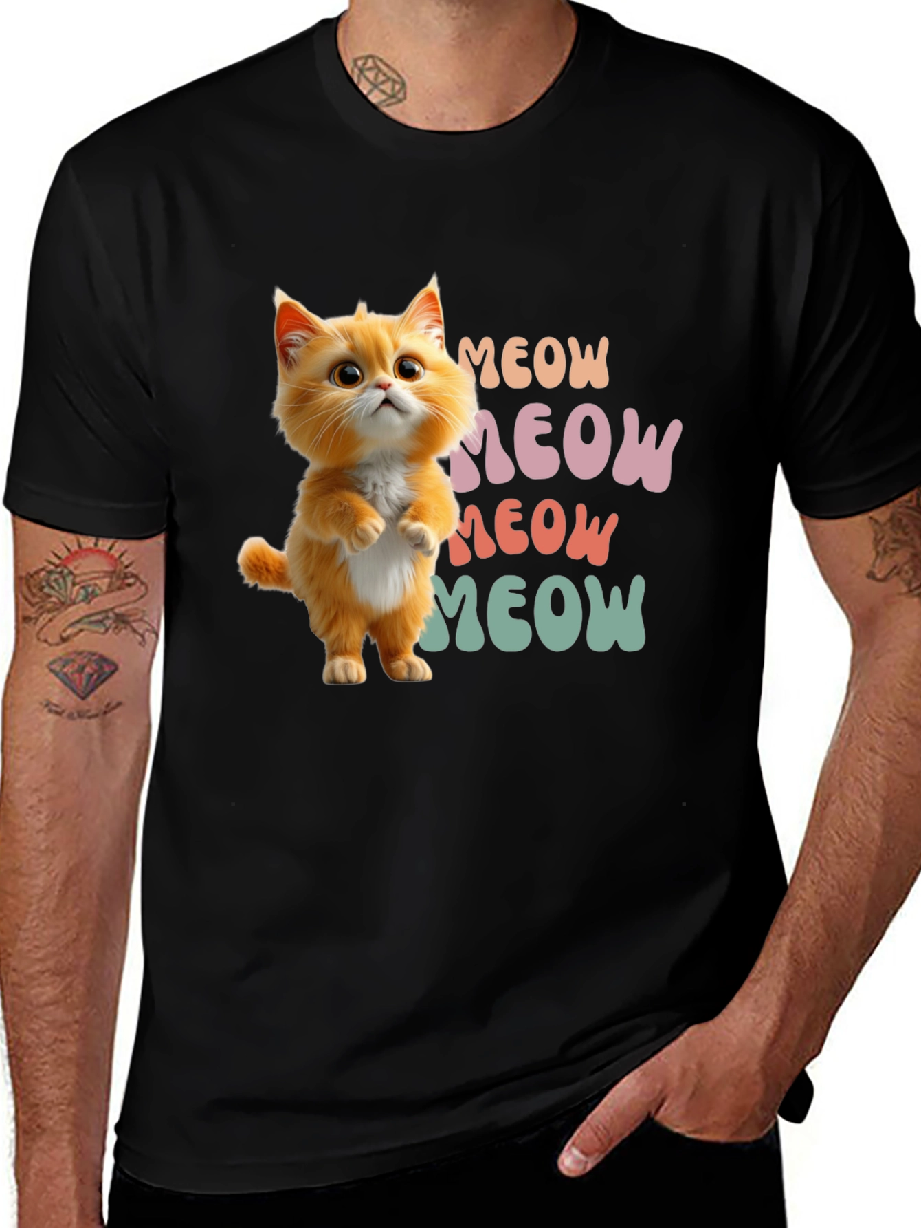 Variant 29 of Cute Cartoon Cat Meow Graphic T-Shirt