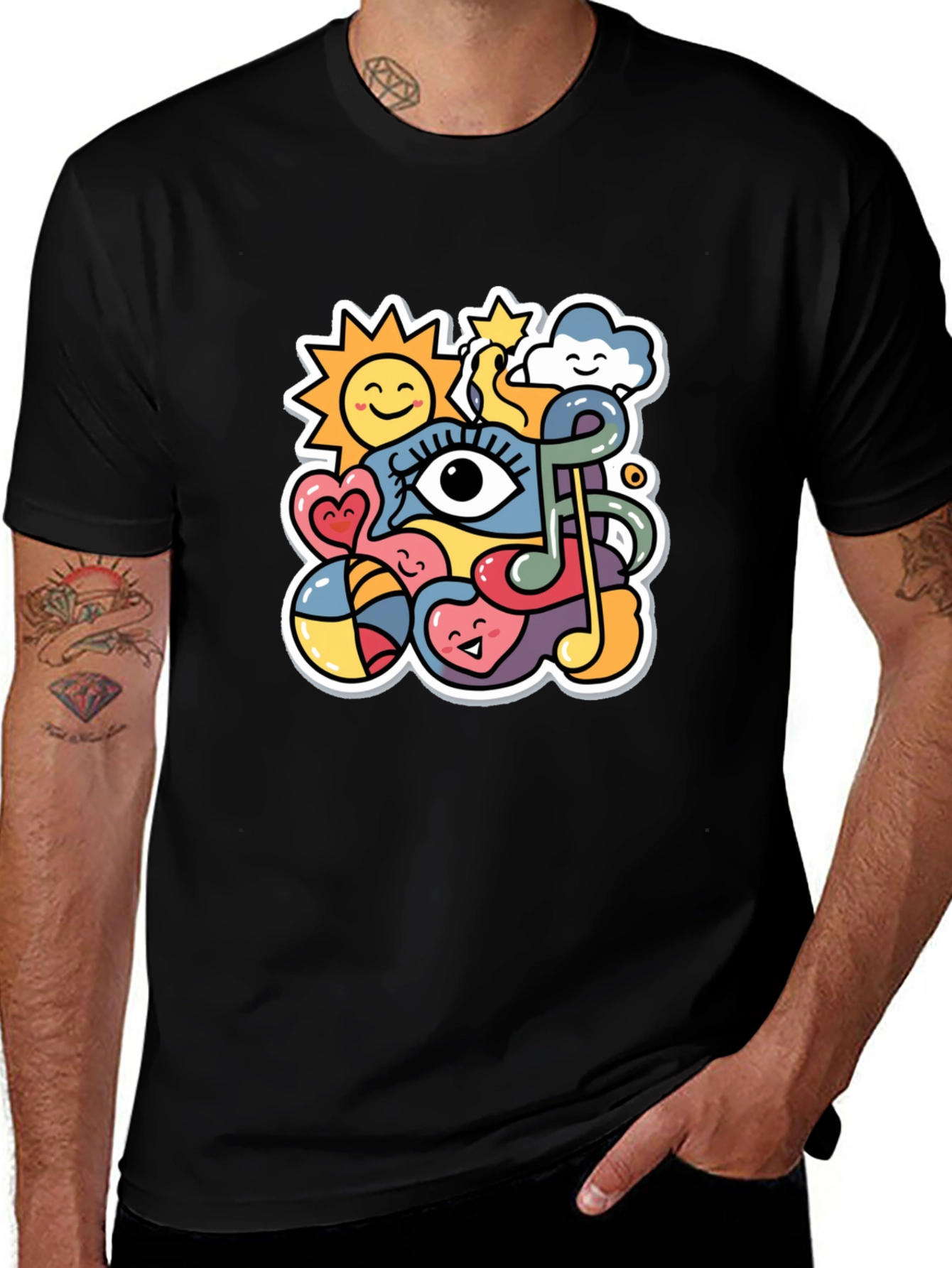Funky Doodle Black T-Shirt