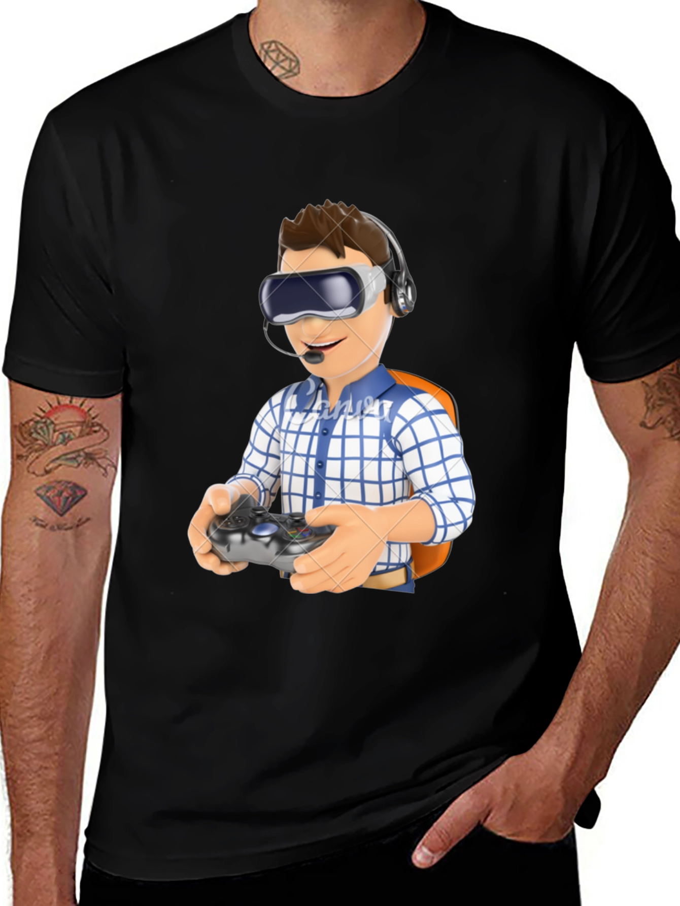 VR Gamer T-Shirt - Black Cotton Blend