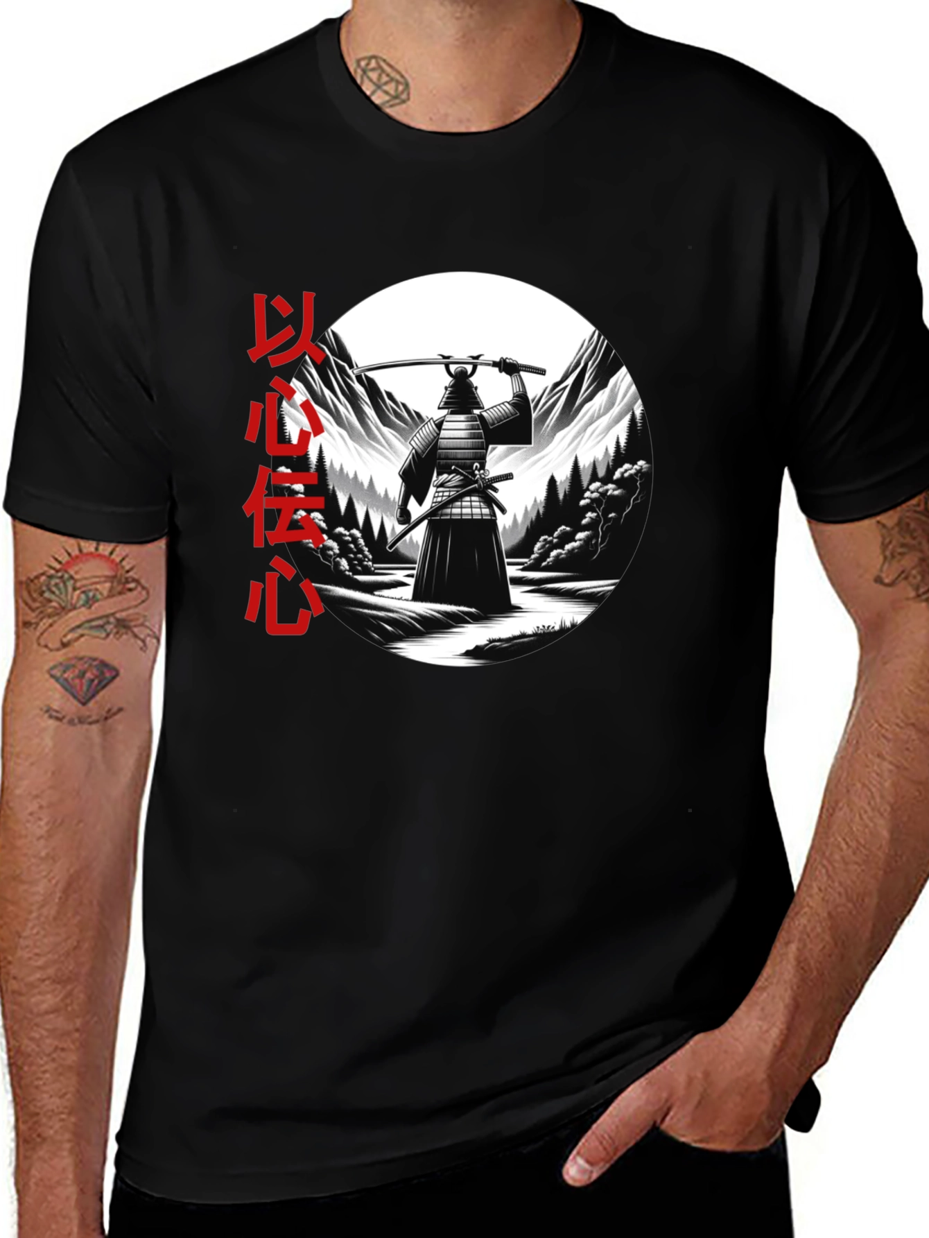 Black Samurai Warrior Graphic Tee - Japanese Culture T-Shirt main image