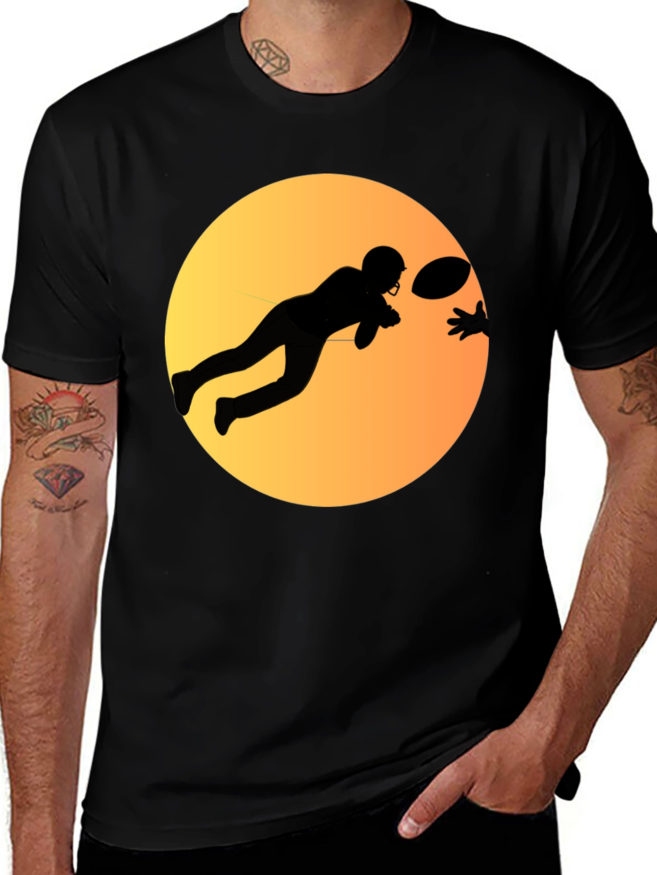 Variant 22 of Football Player Graphic Tee - Black