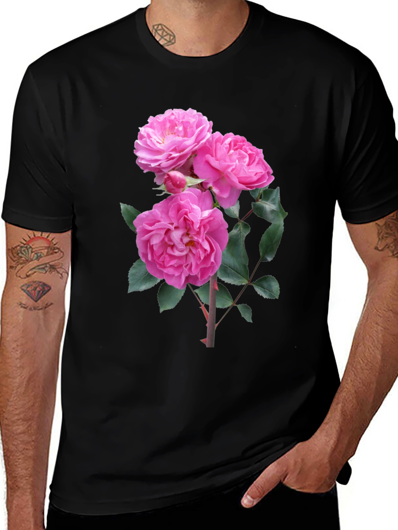 Black Floral Print Black T-Shirt main image