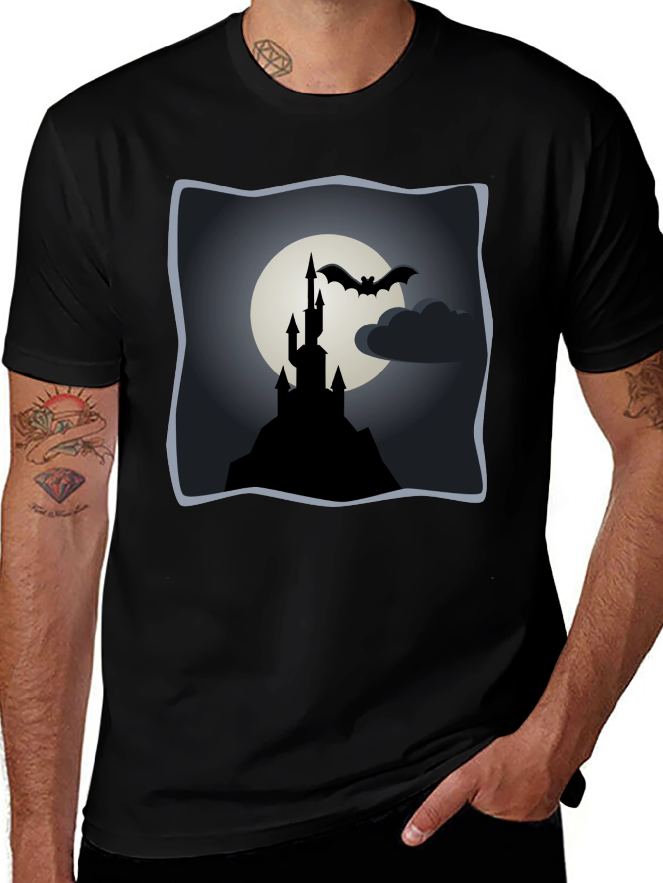 Variant 21 of Spooky Castle Bat T-Shirt