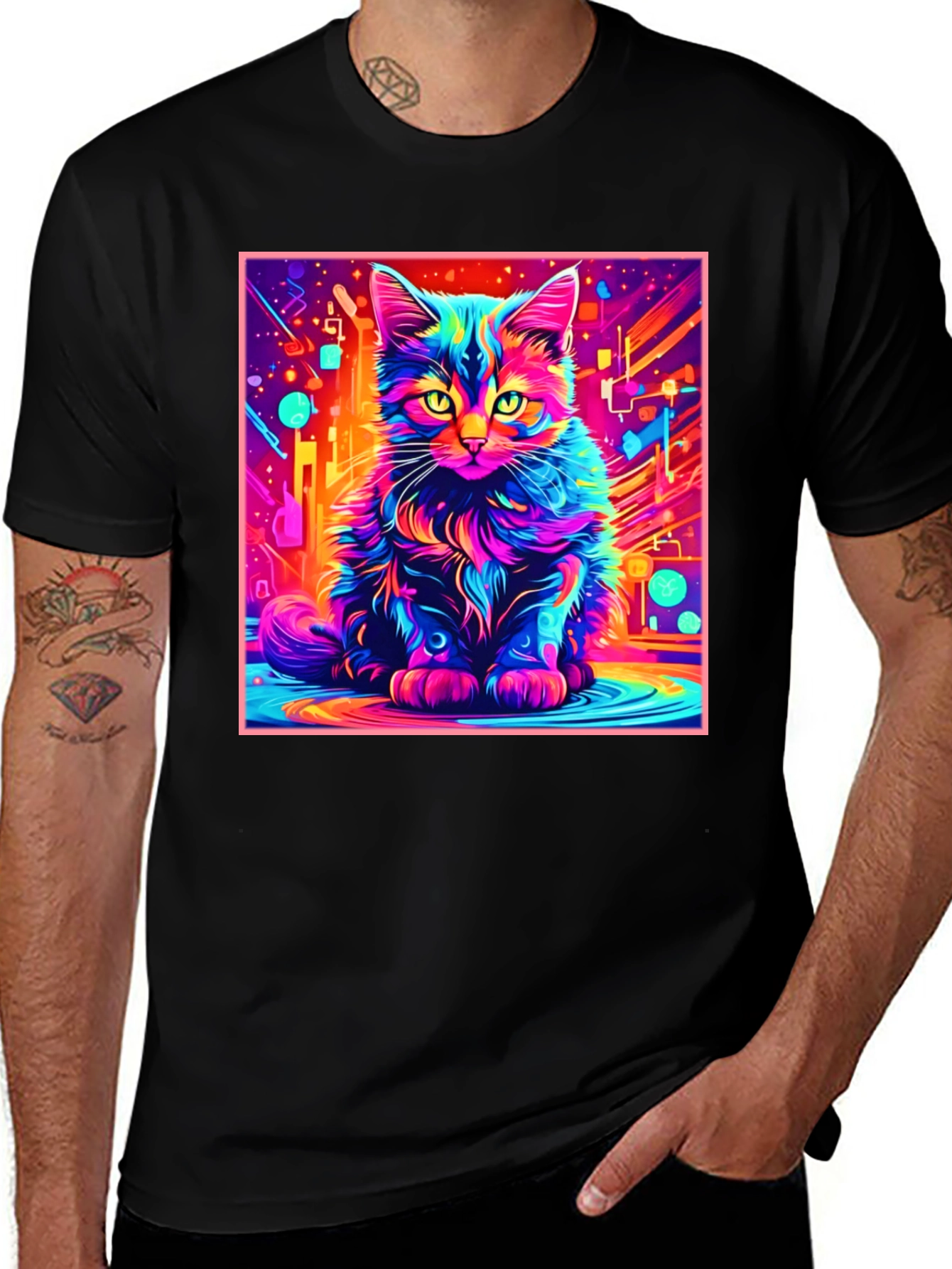 Variant 8 of Neon Cat Graphic Tee