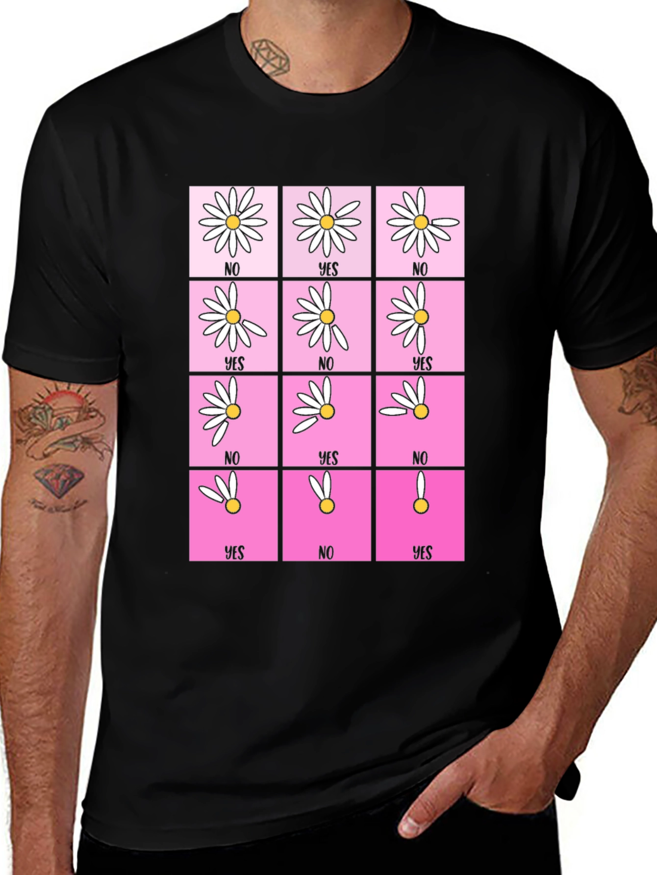 Variant 3 of Daisy Love T-Shirt - Yes No Flower Graphic