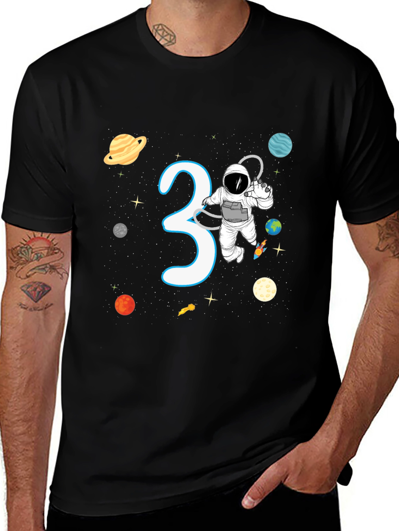 Variant 9 of 3rd Birthday Astronaut T-Shirt Space Theme