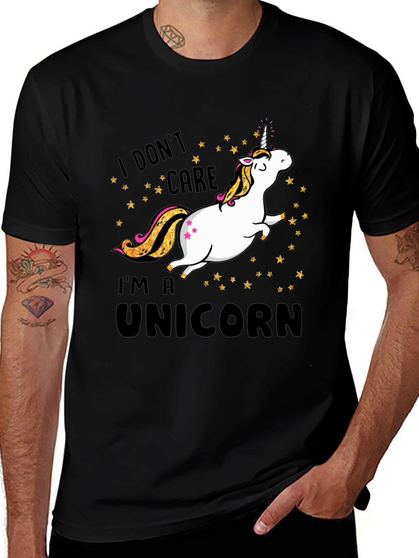 Variant 30 of I Don't Care I'm a Unicorn T-Shirt Black Cotton