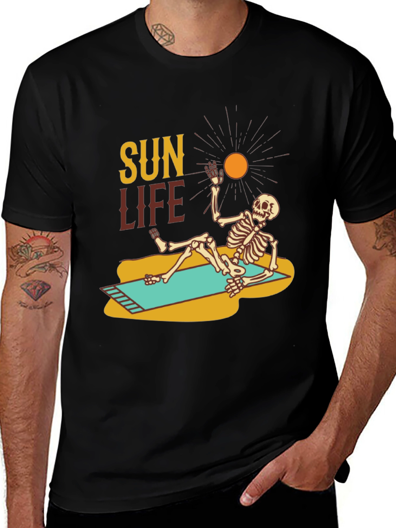 Variant 18 of Sun Life Skeleton Graphic Tee - Beach Vibe