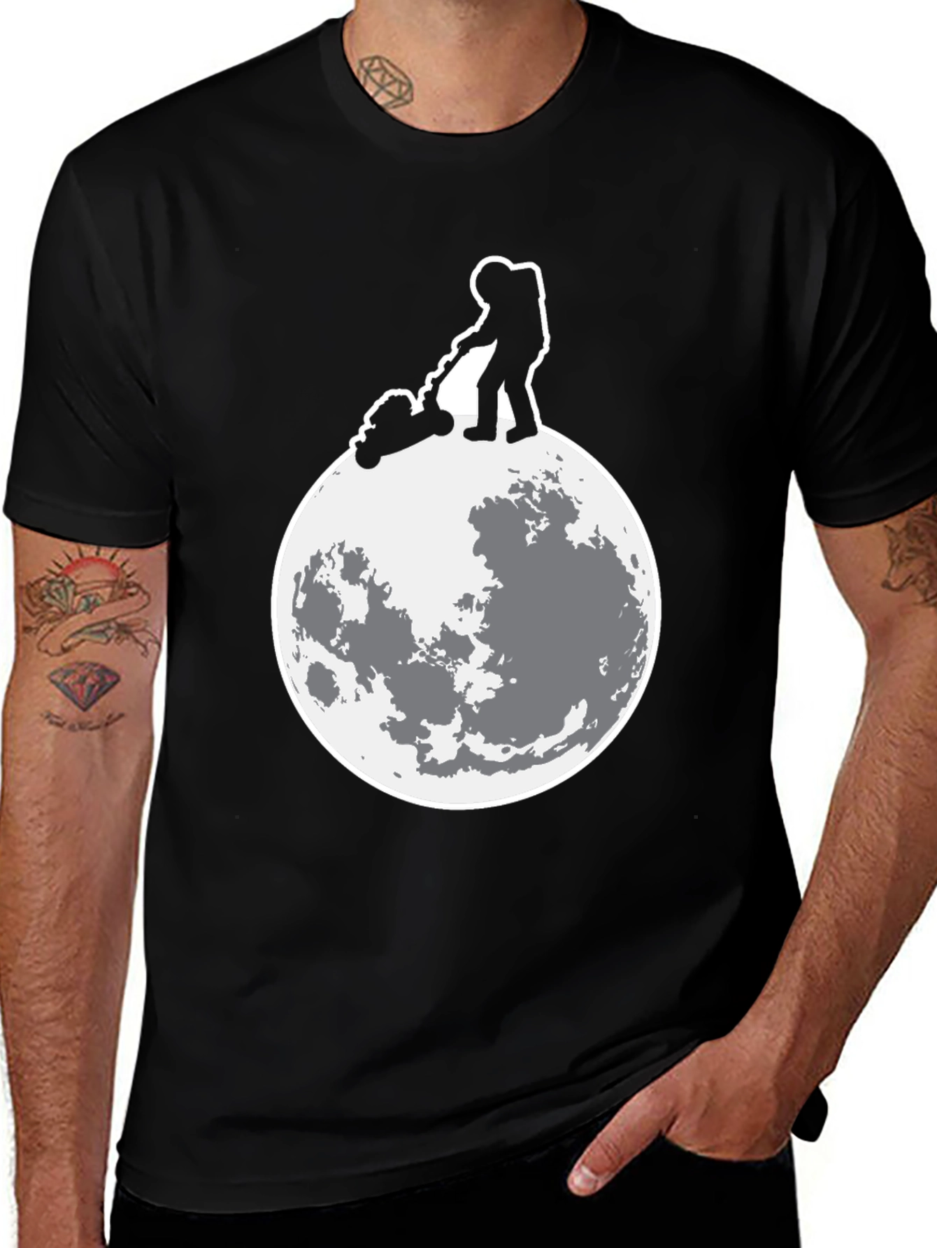 Variant 24 of Astronaut Moon Mowing Graphic Tee
