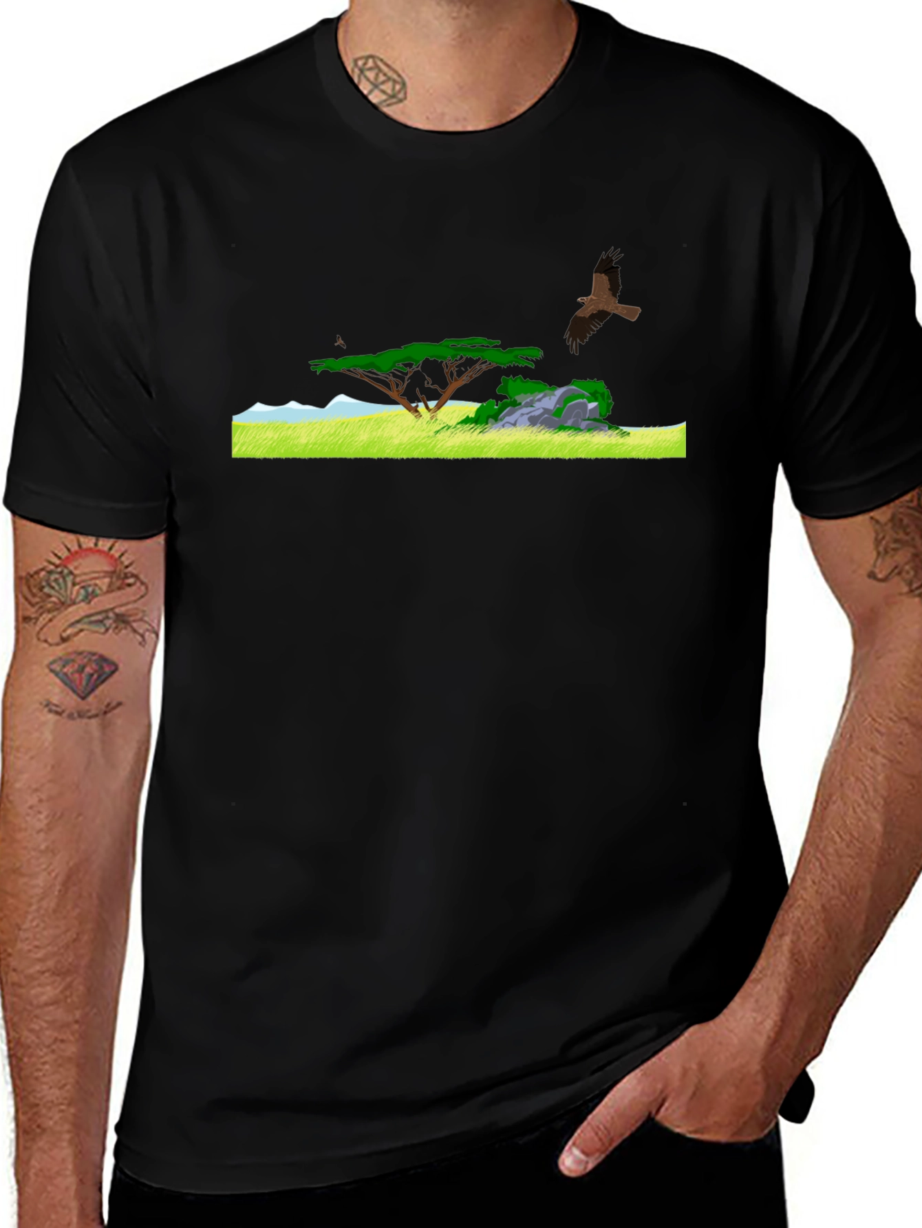 Variant 16 of Nature Landscape Graphic Tee - Black T-Shirt