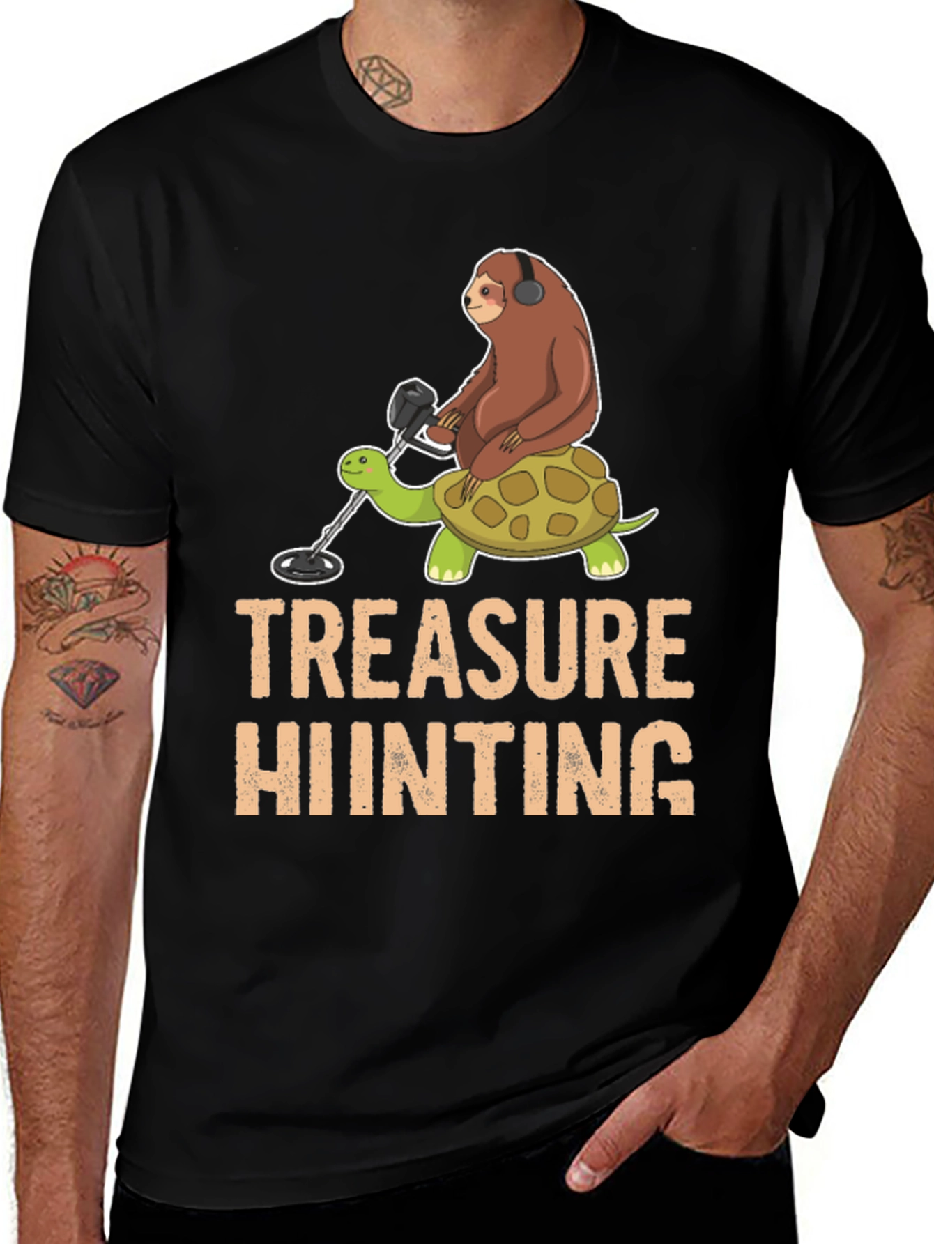 Variant 23 of Treasure Hunting Sloth Riding Turtle T-Shirt