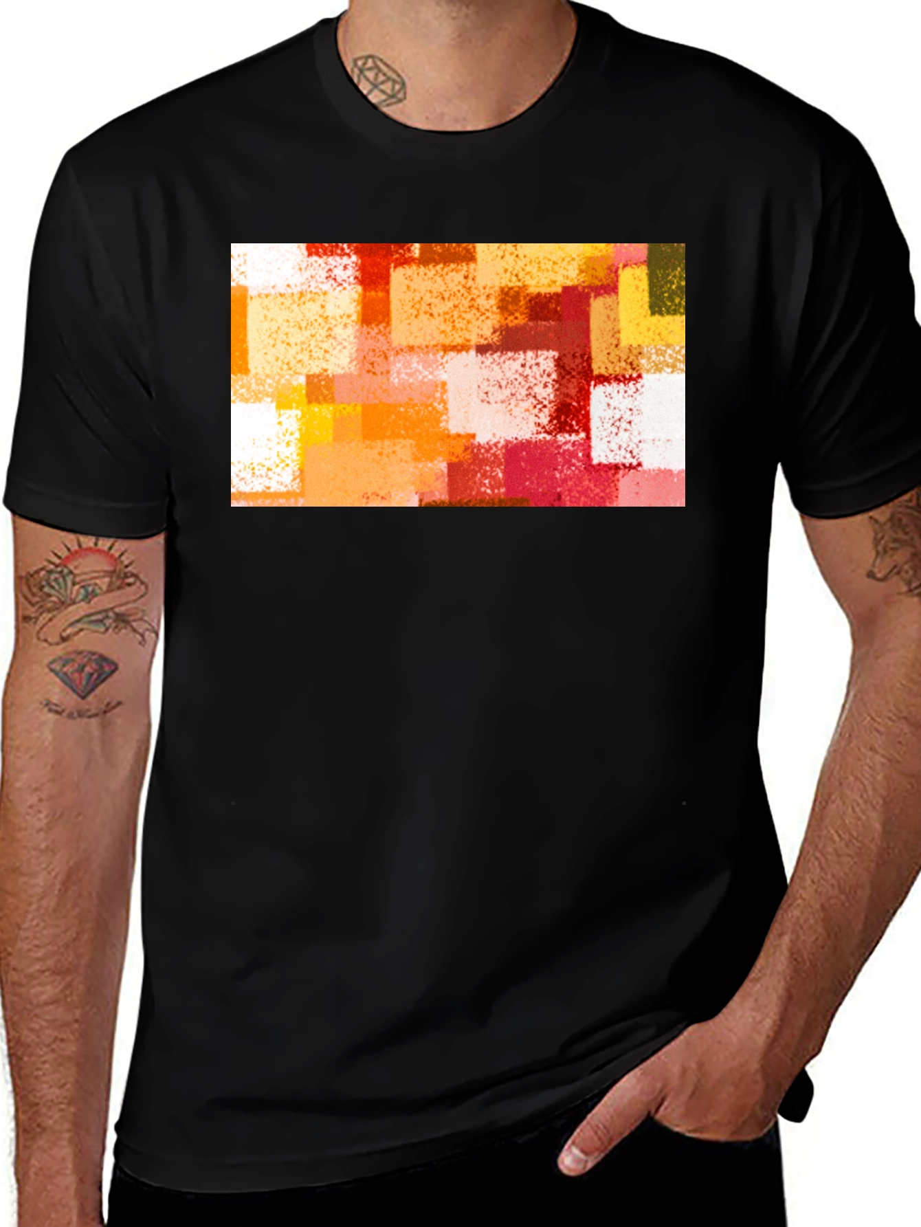 Variant 23 of Abstract Graphic Print Men's Black T-Shirt