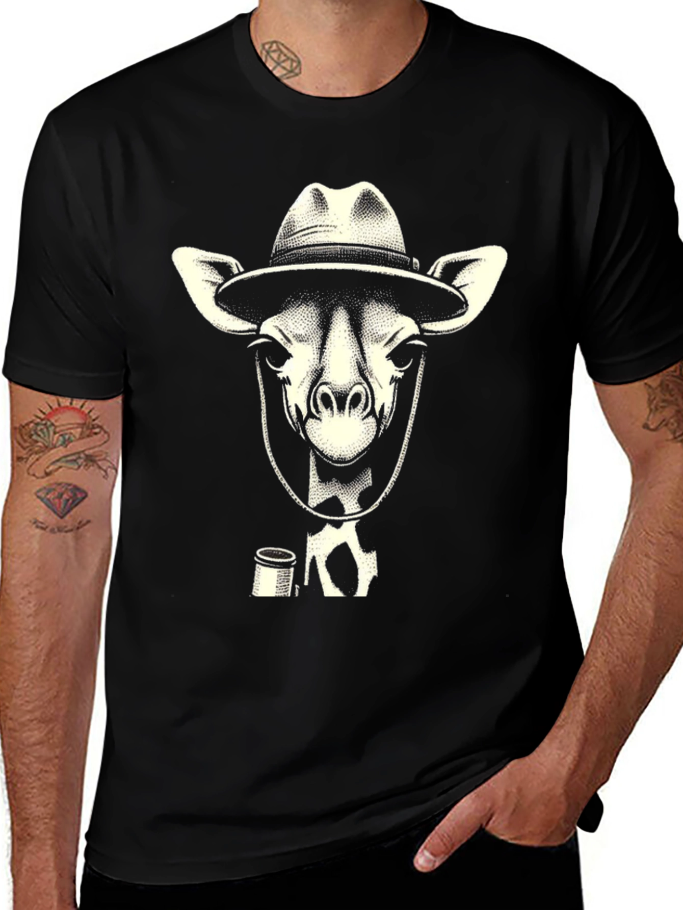 Variant 18 of Giraffe Cowboy T-Shirt - Unique Animal Graphic Tee