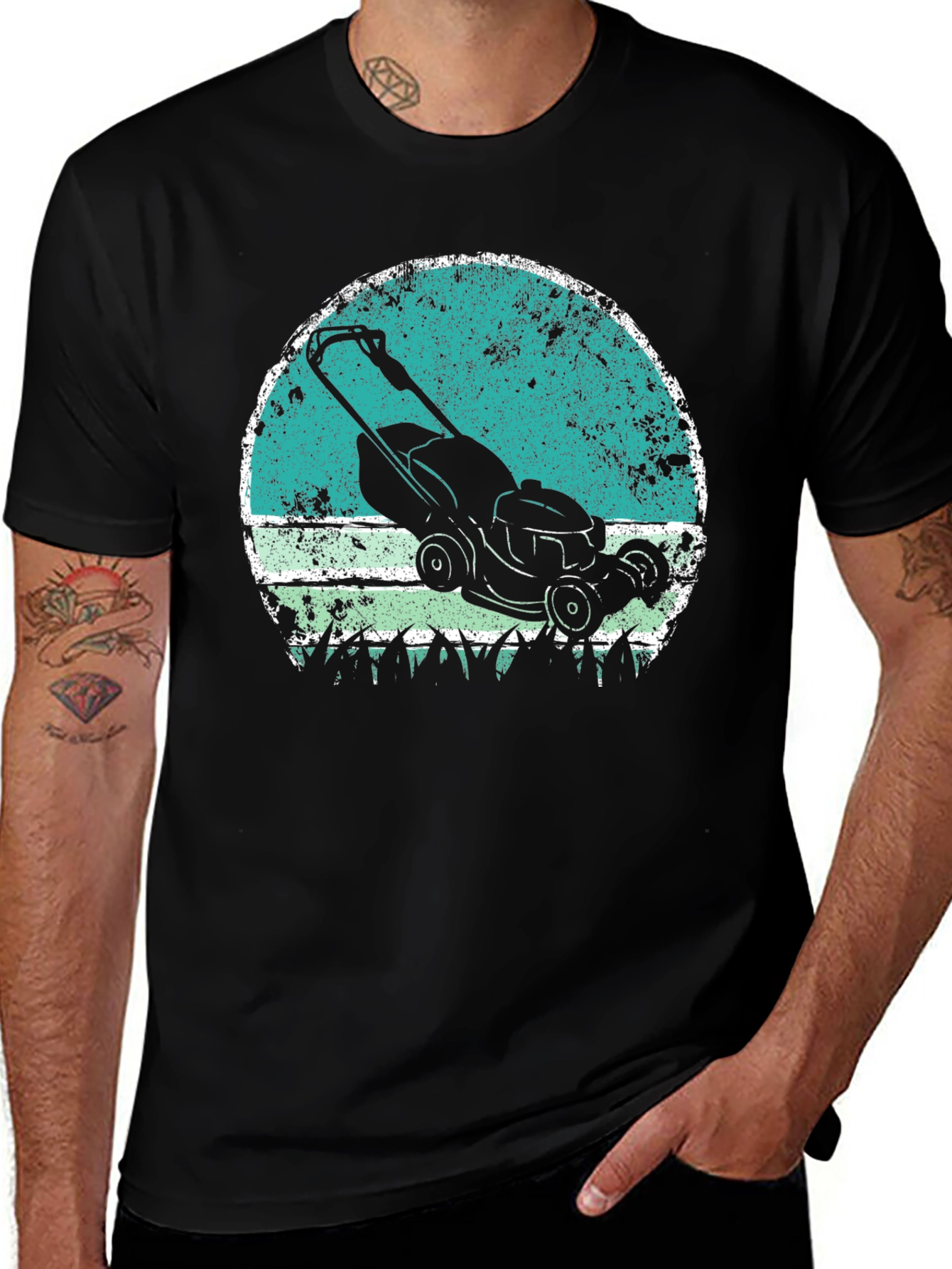 Variant 25 of Lawn Mower Graphic Tee - Black Cotton Blend