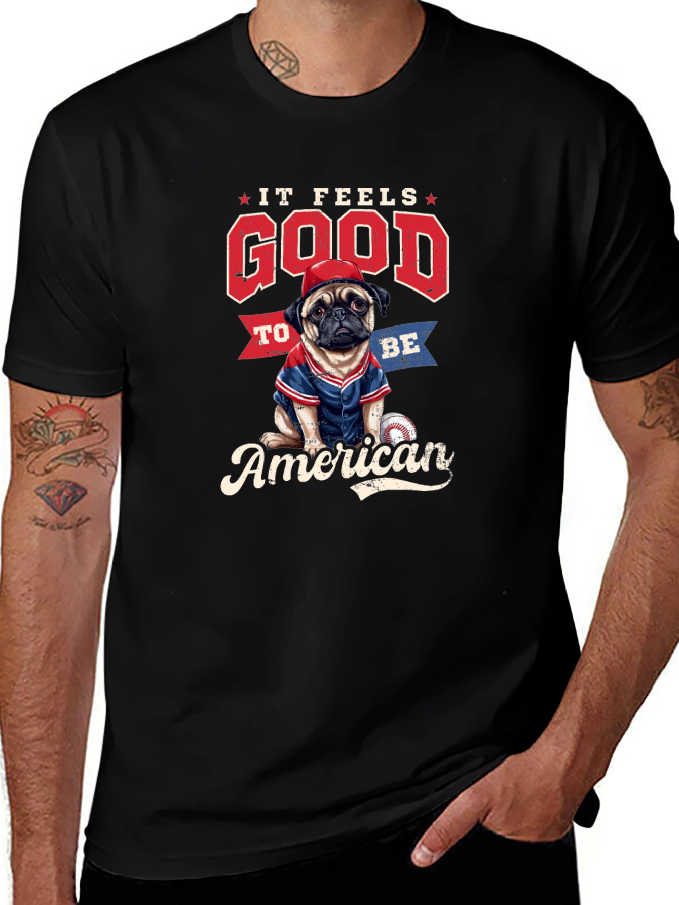 Variant 18 of American Pug Baseball T-Shirt