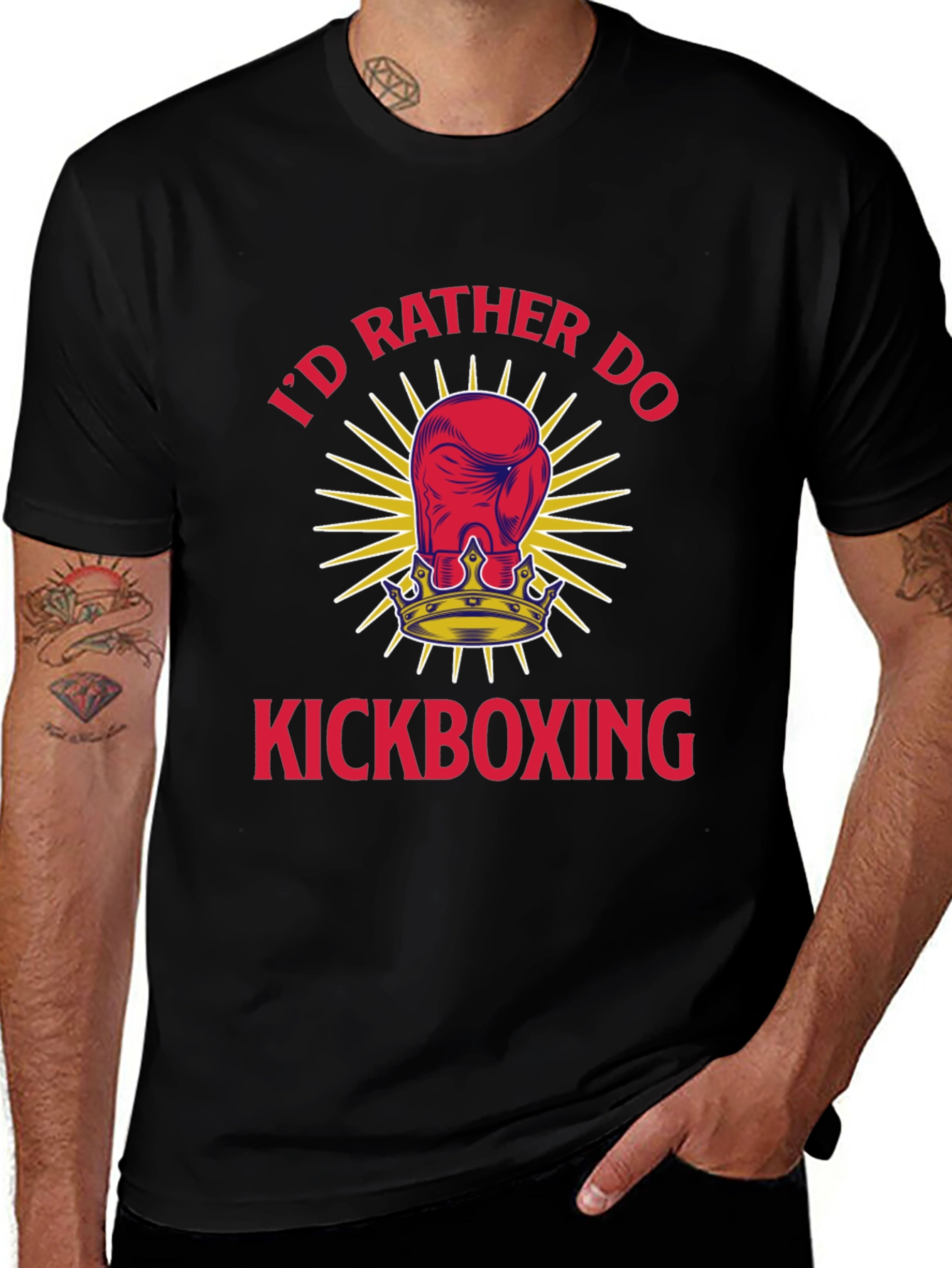 Variant 13 of Kickboxing T-Shirt - I'd Rather Do Boxing Glove Tee
