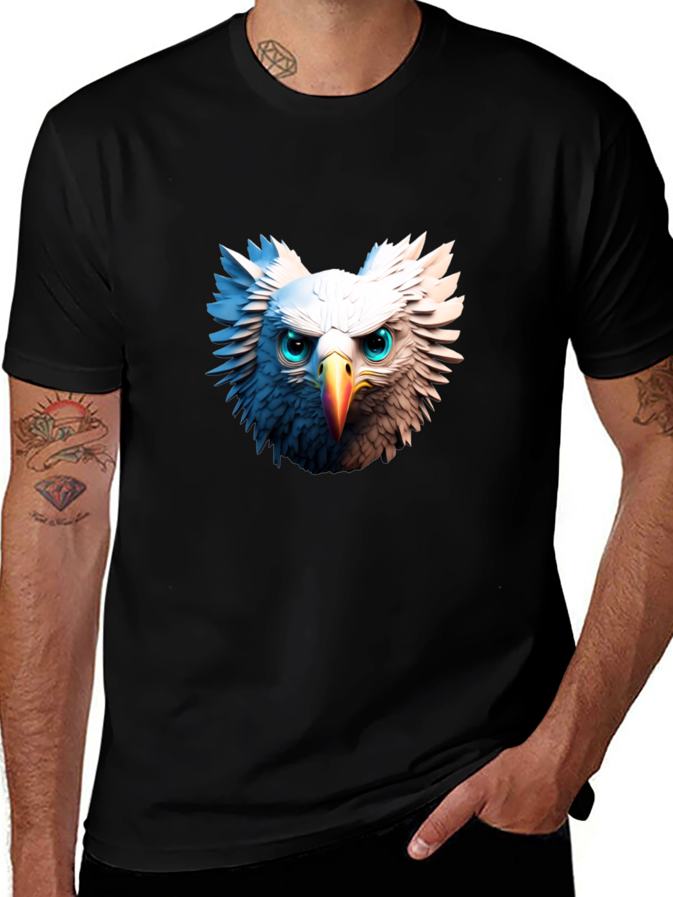 Variant 13 of Eagle Graphic Print Black T-Shirt