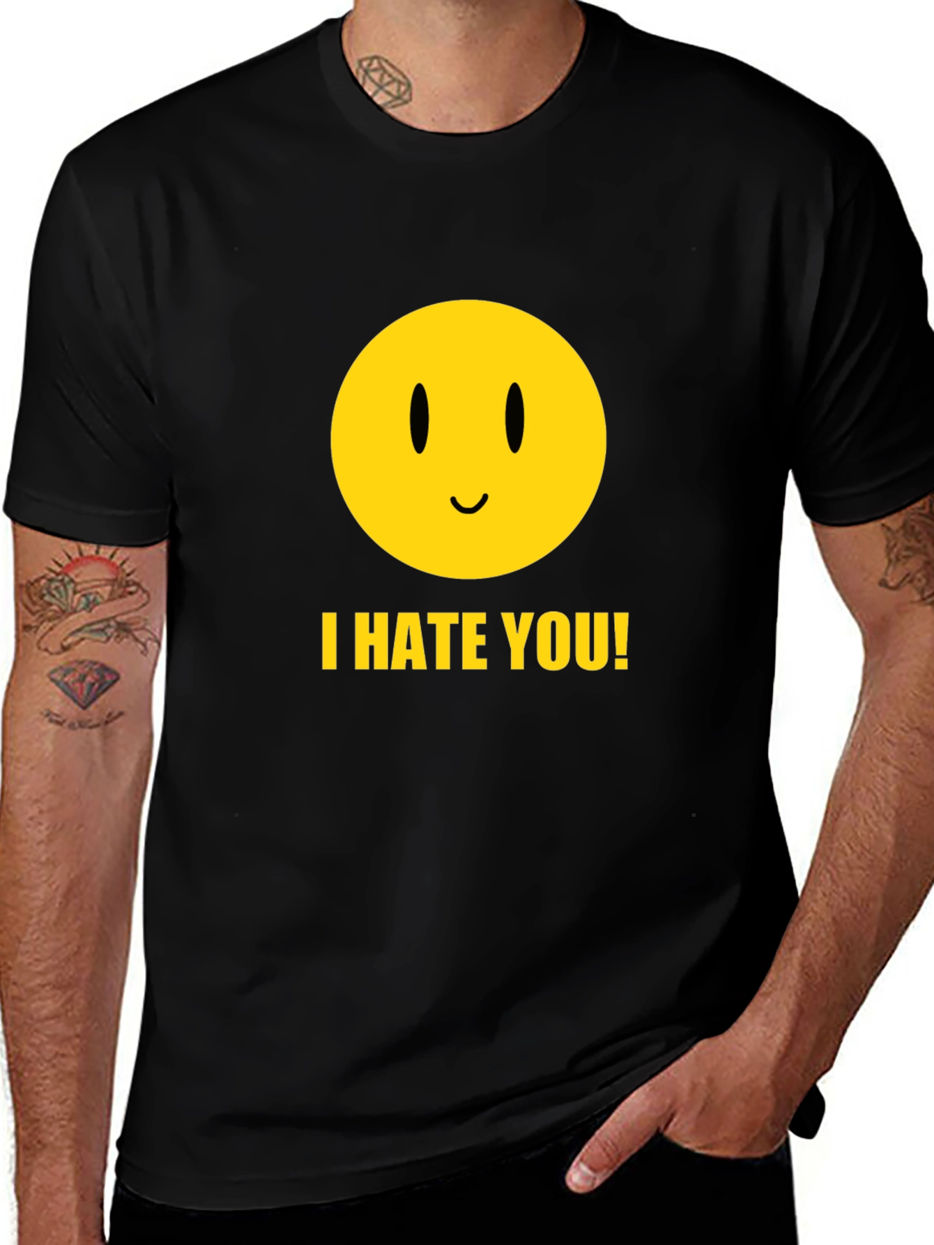 Variant 17 of I Hate You Smiley Face Black Graphic Tee