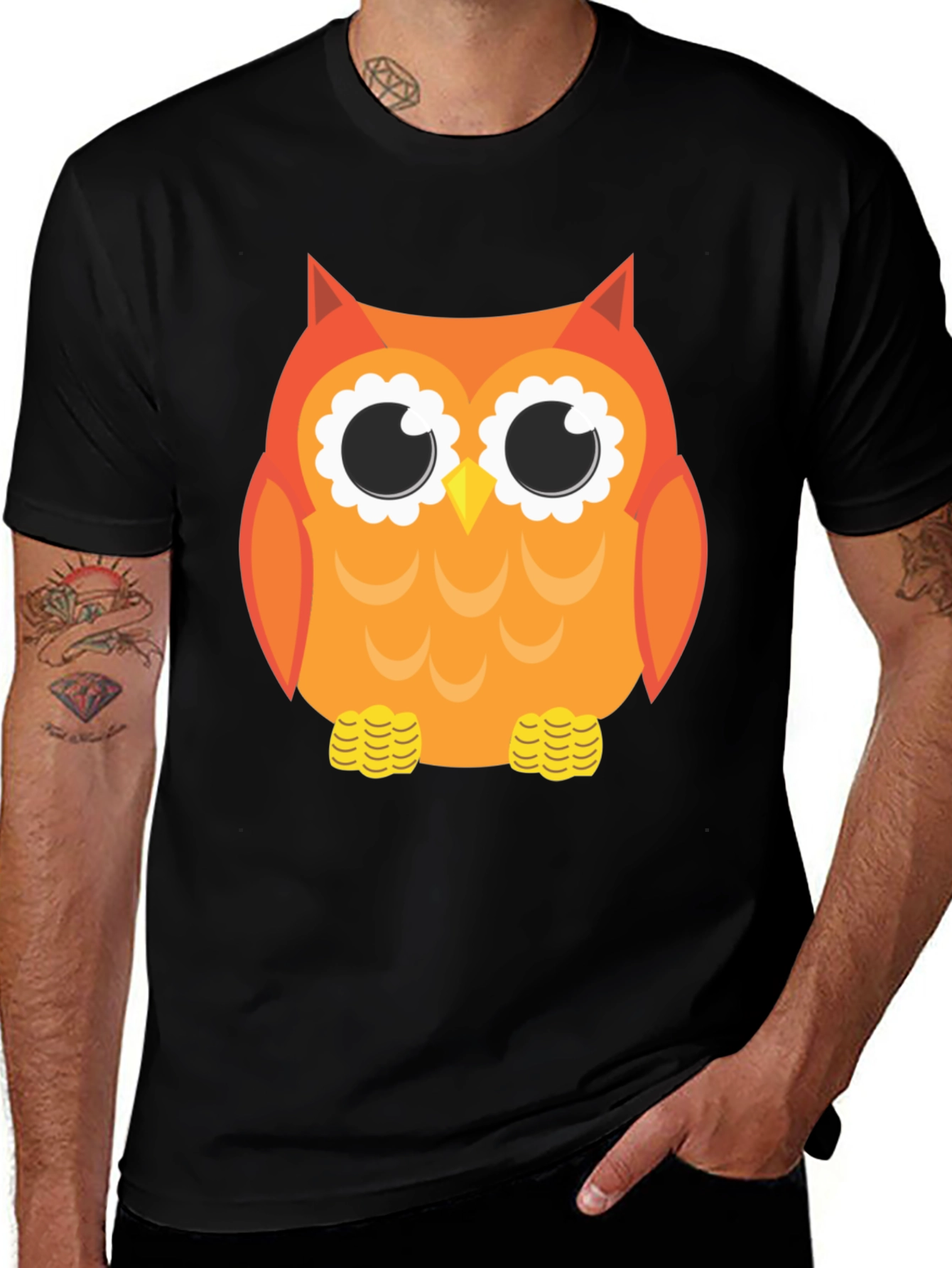 Variant 9 of Owl Graphic Print Black T-Shirt