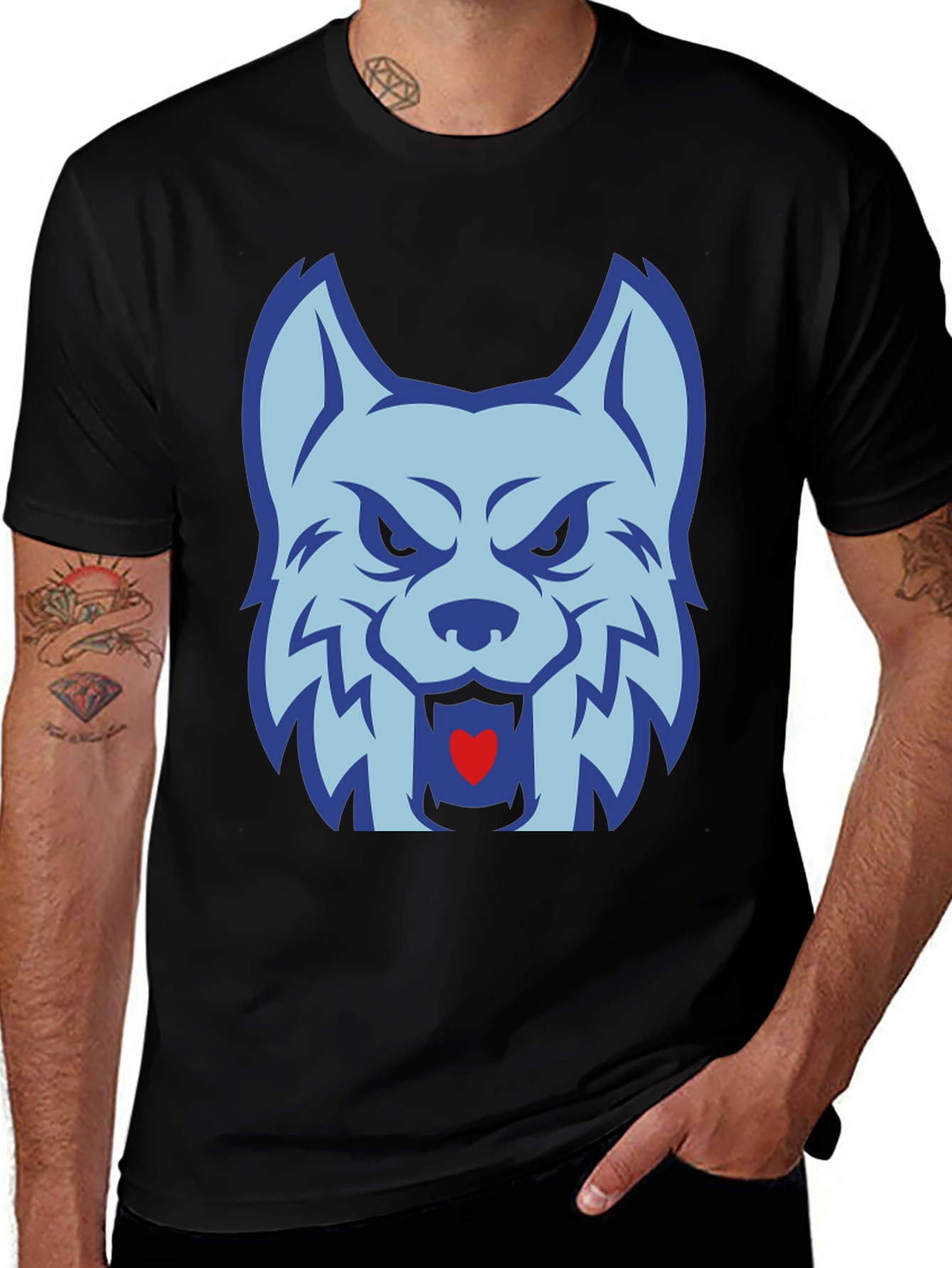 Variant 11 of Cool Wolf Graphic Black T-Shirt