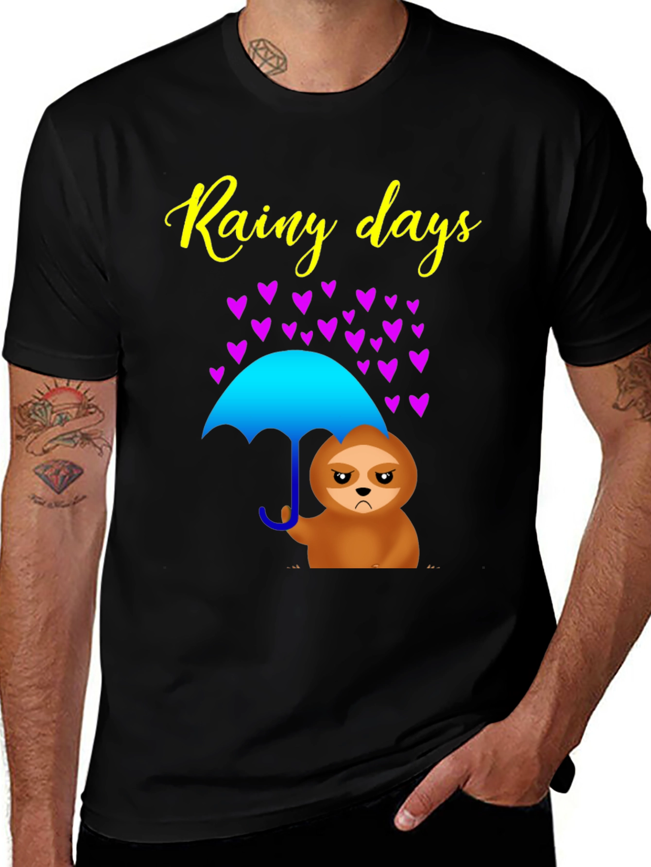 Variant 10 of Rainy Days Sloth Graphic Tee - Comfort and Style
