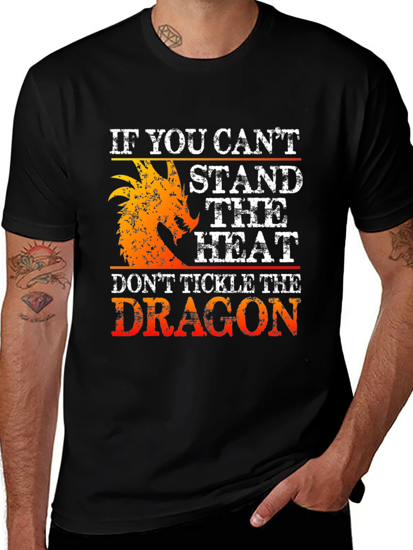 Variant 6 of Stand the Heat Dragon Graphic Tee - Black