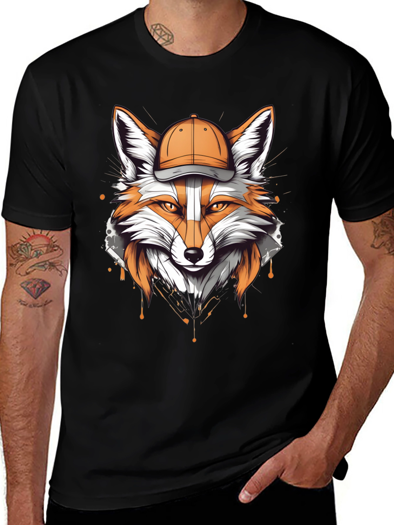 Variant 17 of Fox with Hat Graphic Tee - Cool & Casual