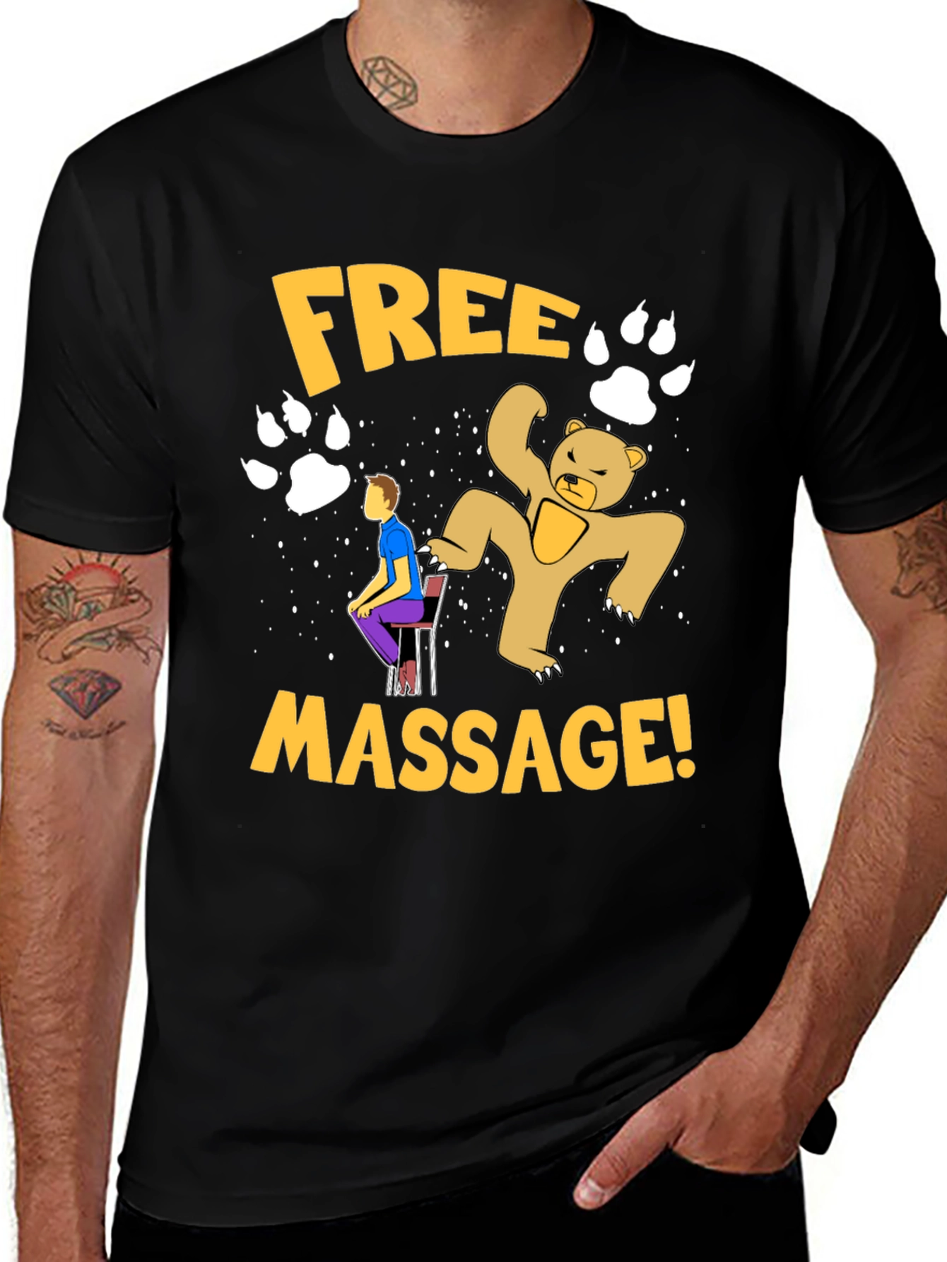 Variant 26 of Funny Free Massage Bear Graphic T-Shirt