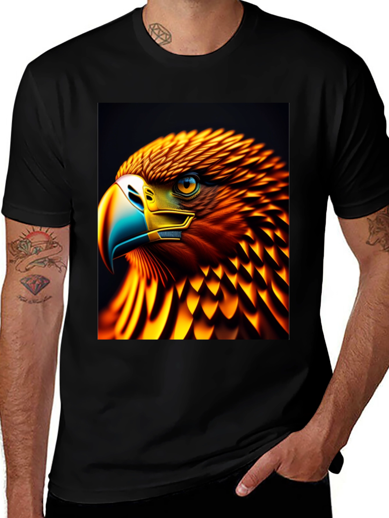Variant 2 of Fiery Eagle Graphic Tee - Bold Style