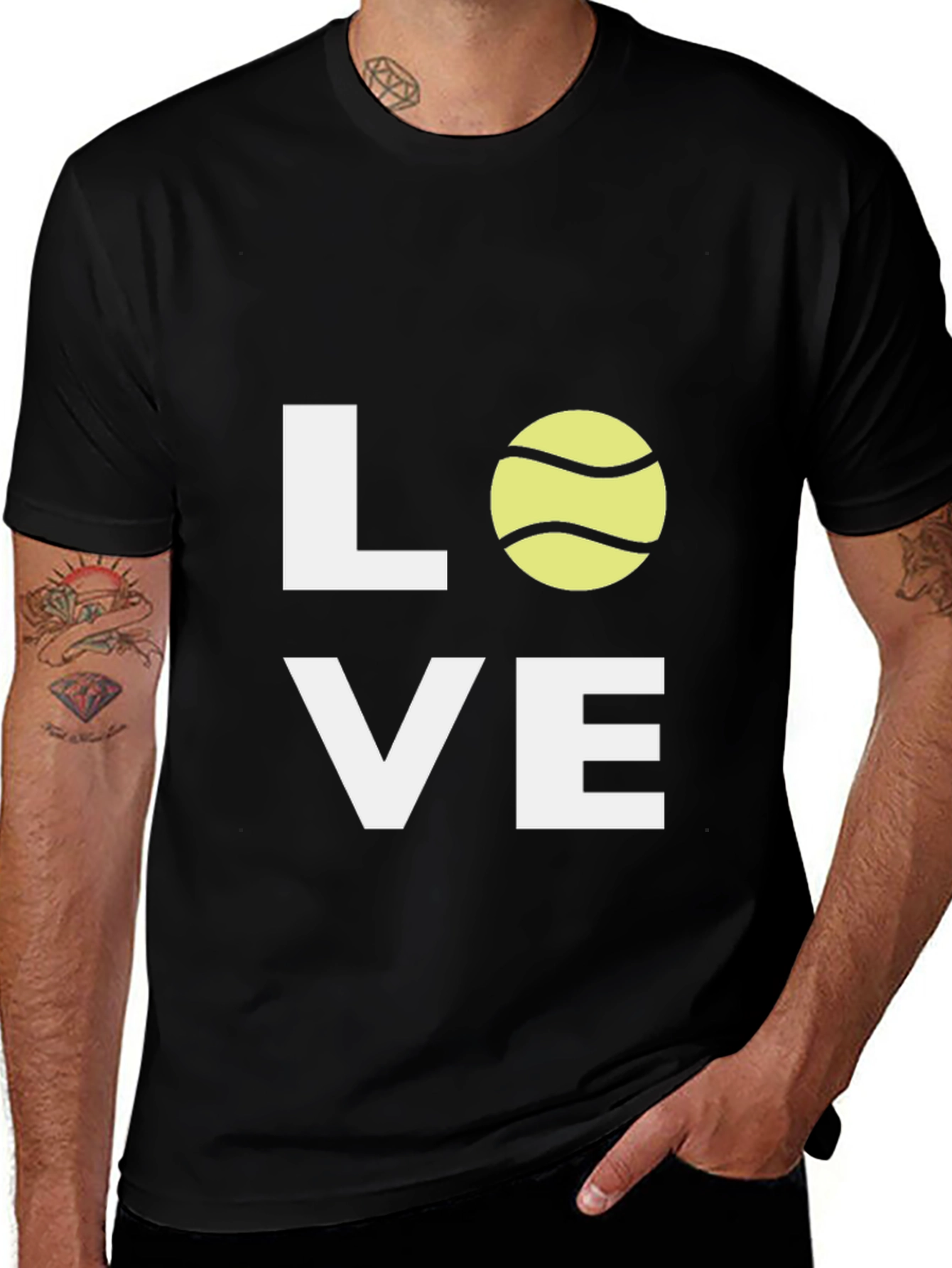 Variant 17 of Love Tennis Graphic Tee - Black Cotton T-Shirt