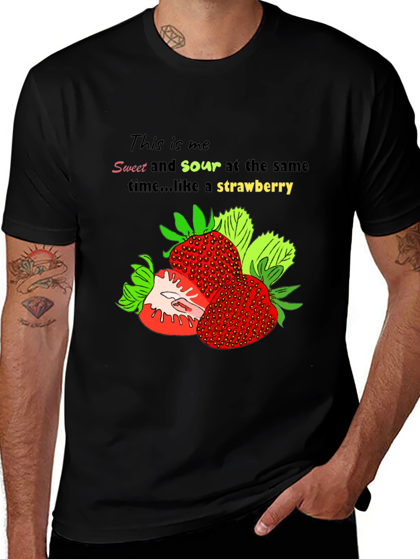 Variant 22 of Sweet & Sour Strawberry Graphic Tee - Trendy Unisex Shirt