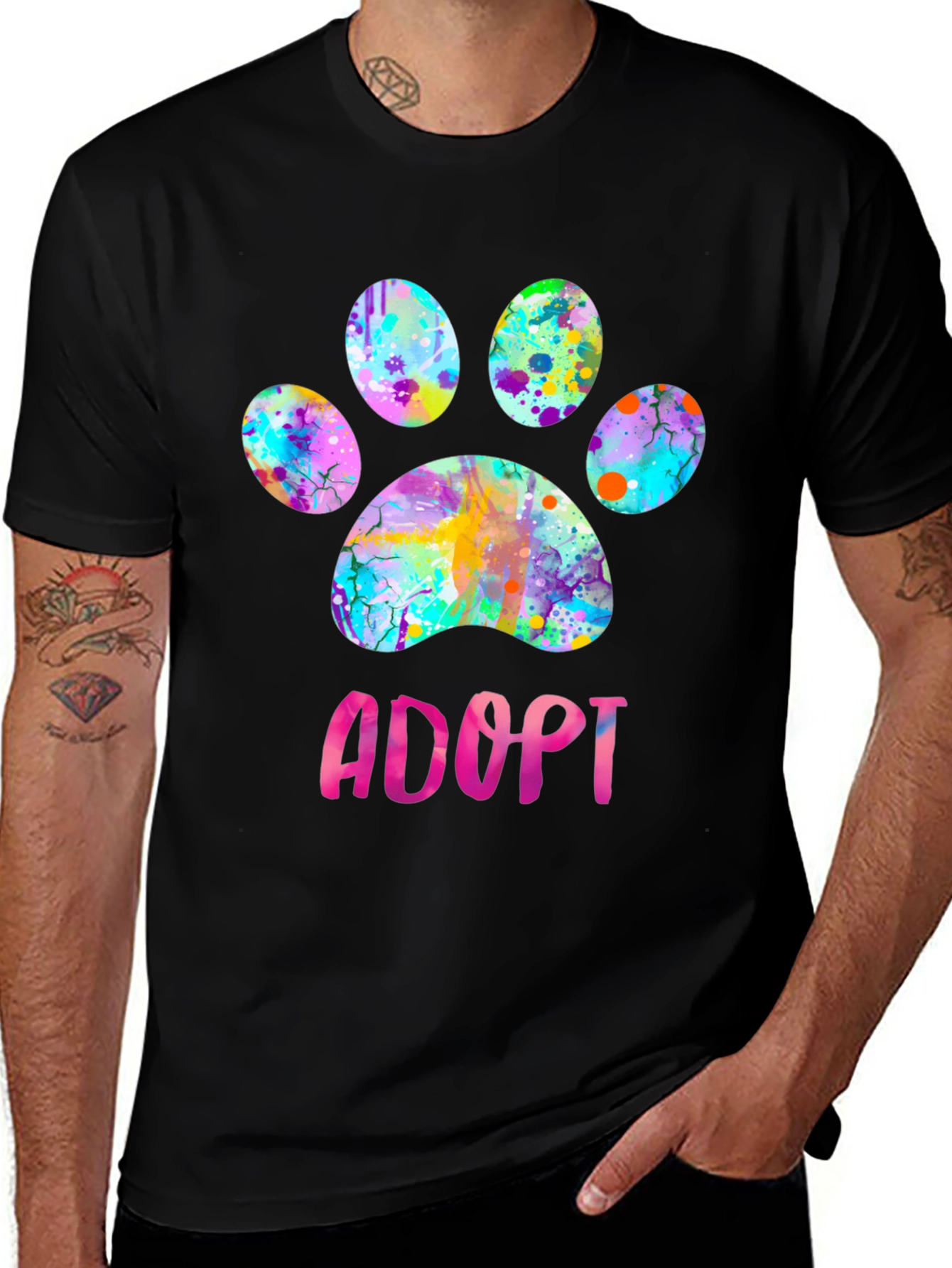 Variant 2 of Adopt Paw Print Graphic T-Shirt
