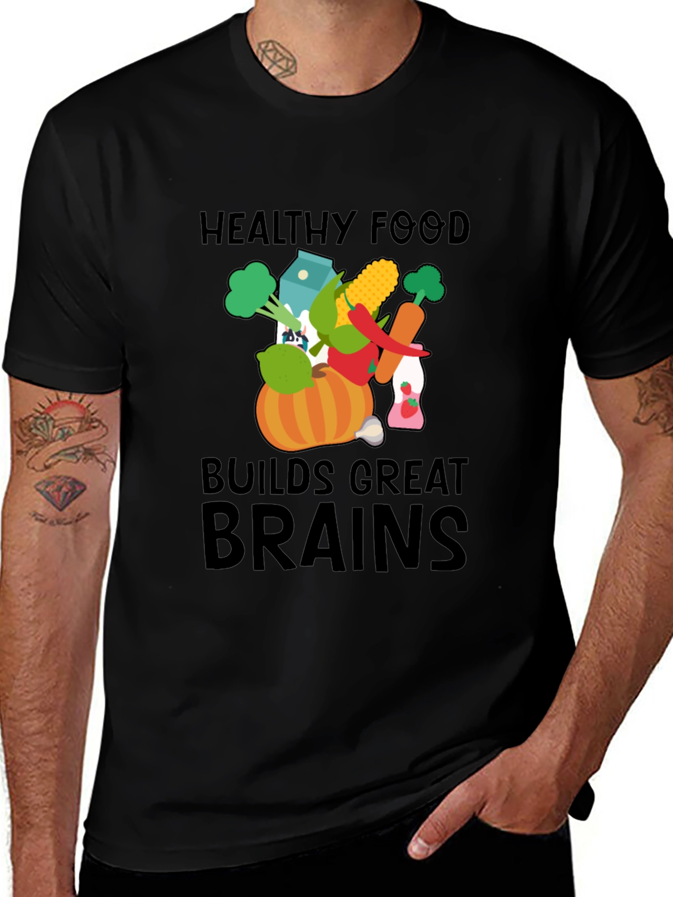 Variant 25 of Healthy Food Builds Great Brains Graphic T-Shirt