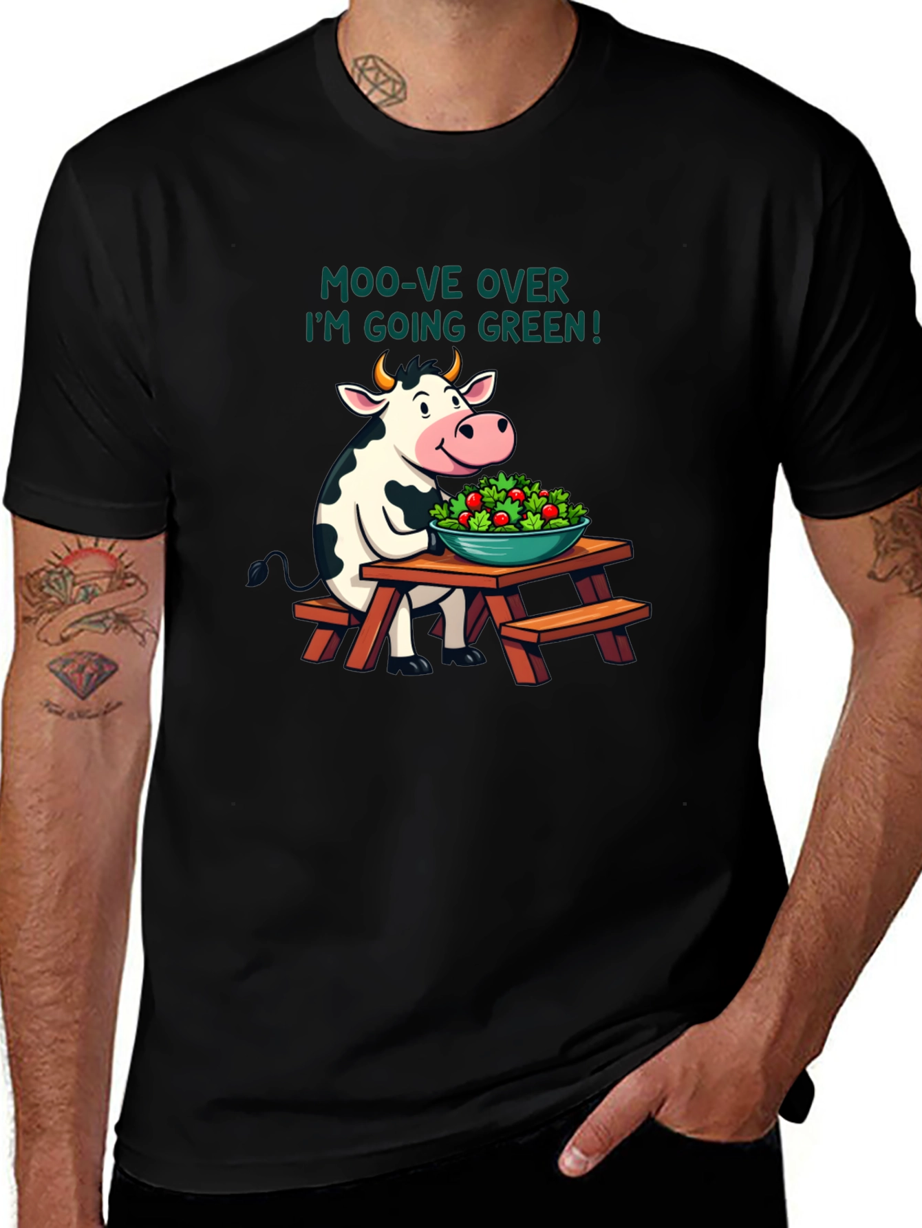 Variant 15 of Vegan Cow T-Shirt - Moo-ve Over I'm Going Green!