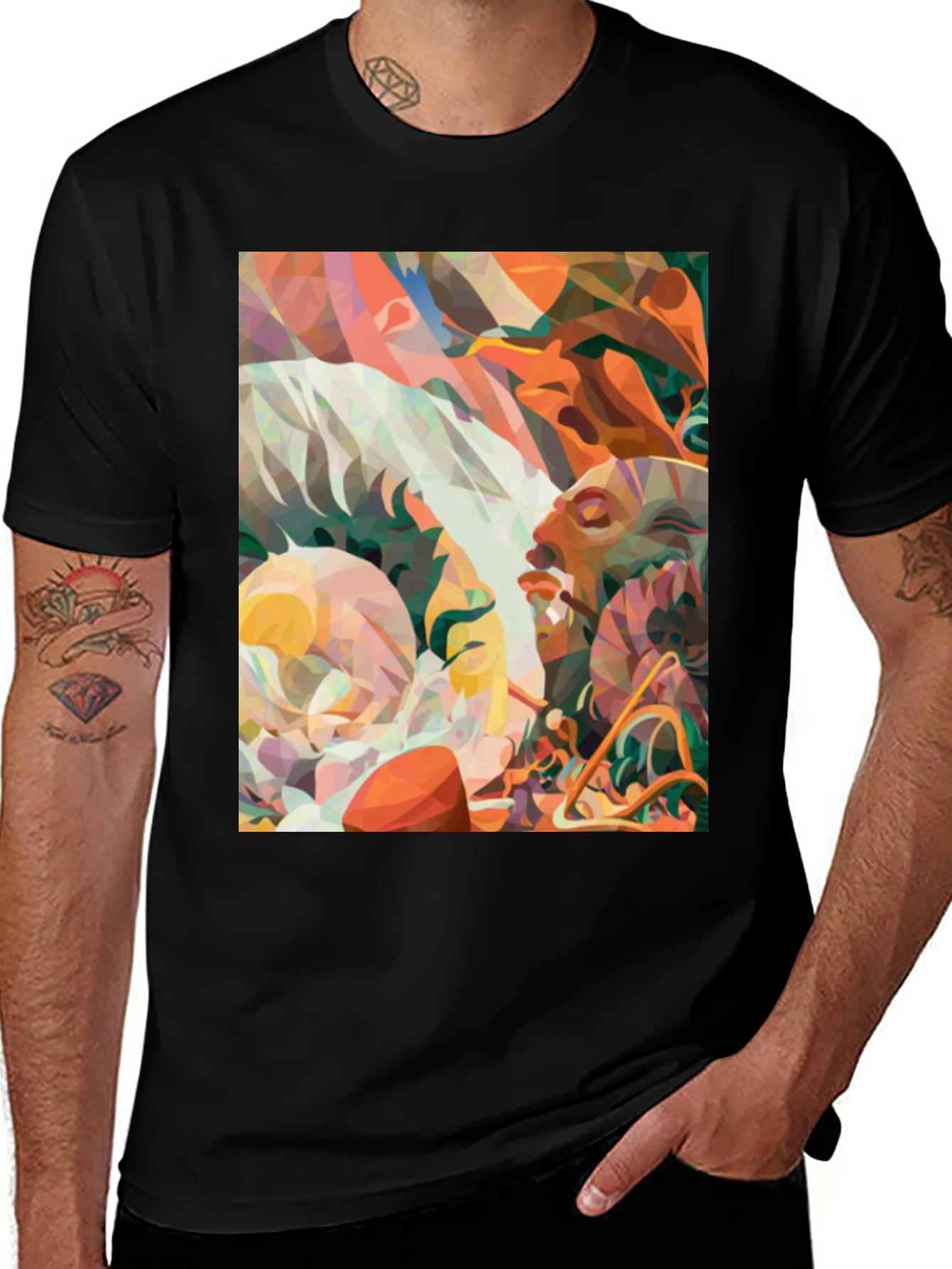Variant 6 of Abstract Art Print Black T-Shirt
