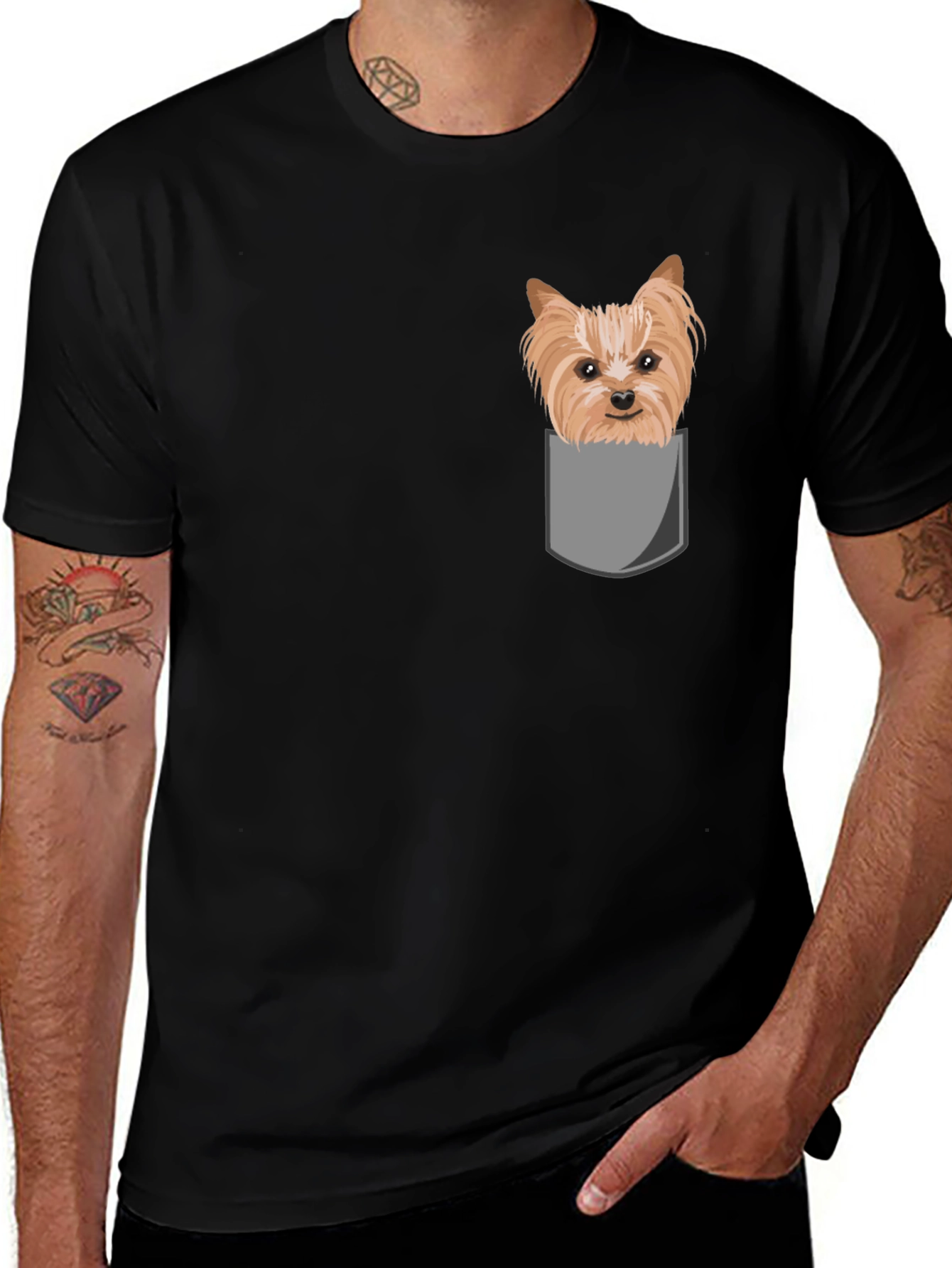 Yorkie Peek Pocket Tee - Novelty Dog Lover T-Shirt