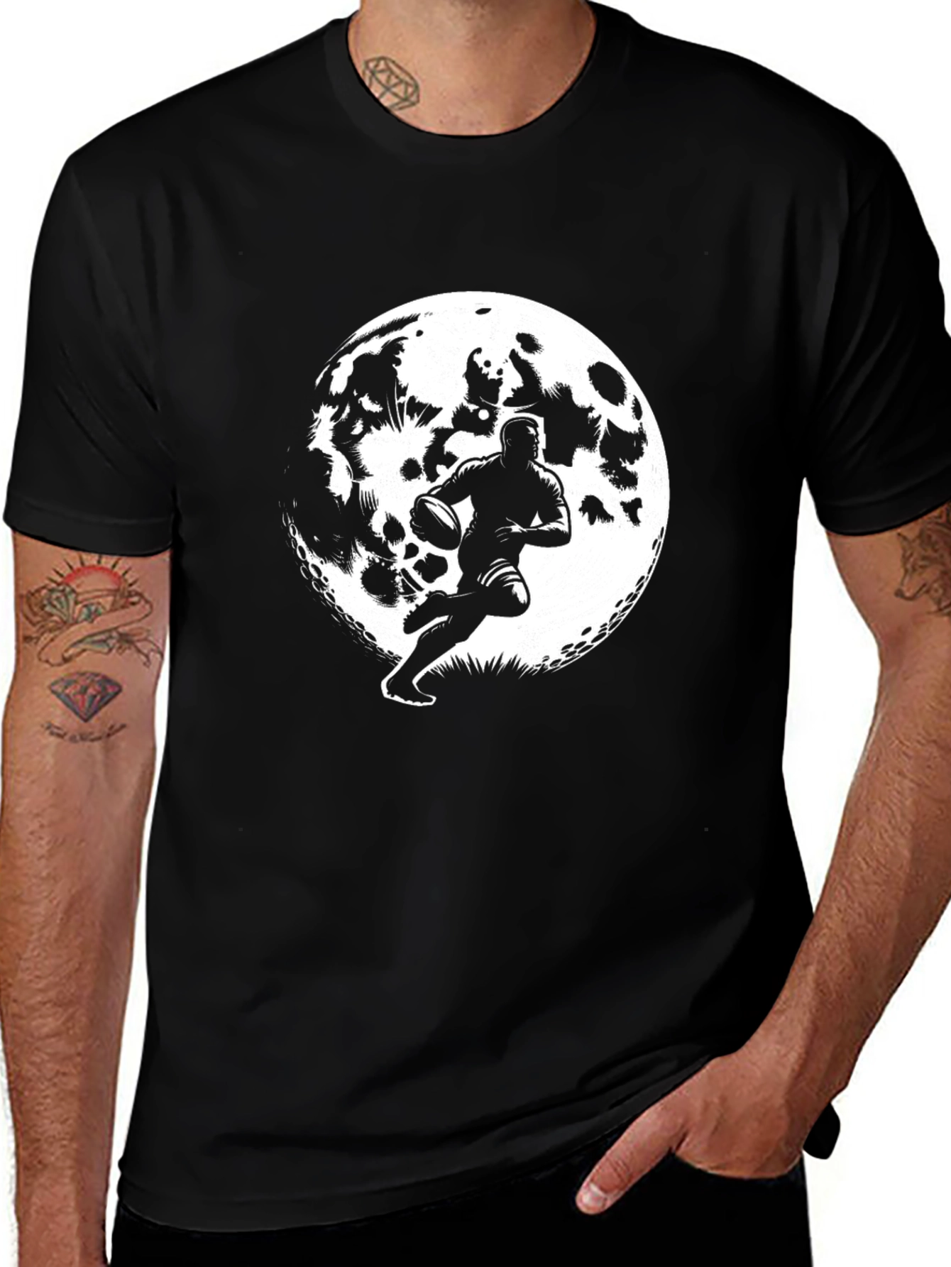 Variant 11 of Rugby Player Moon Graphic Tee