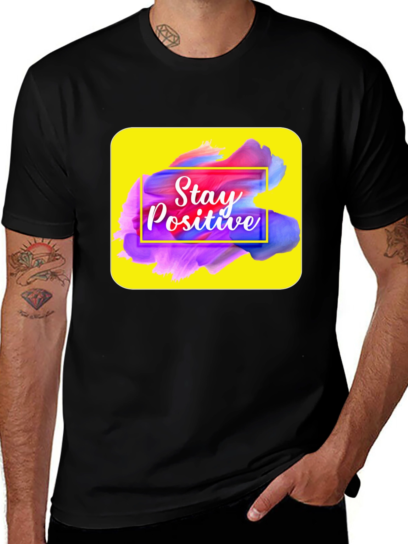 Variant 26 of Stay Positive Graphic T-Shirt - Black