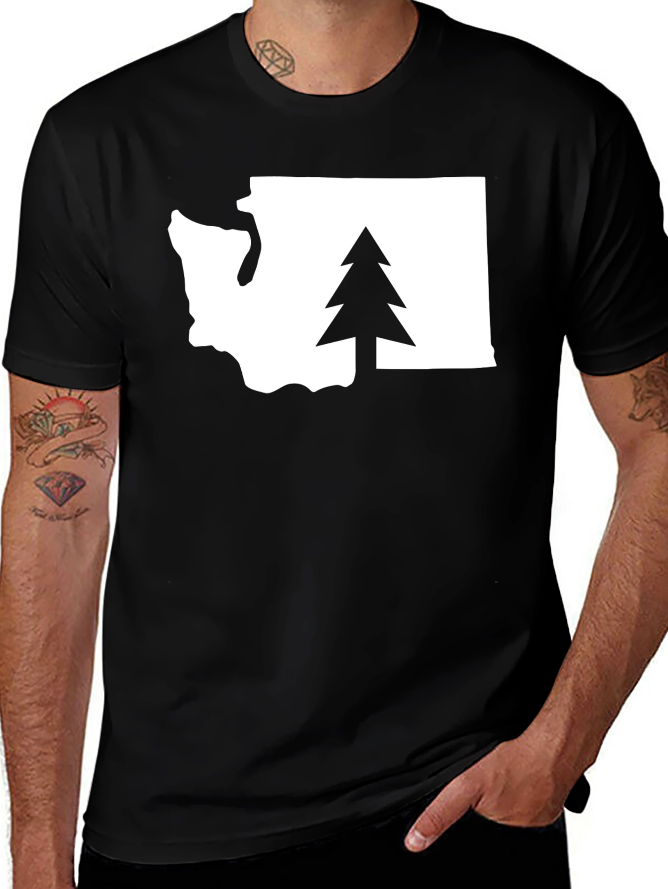 Washington State Outline Tree Graphic Tee