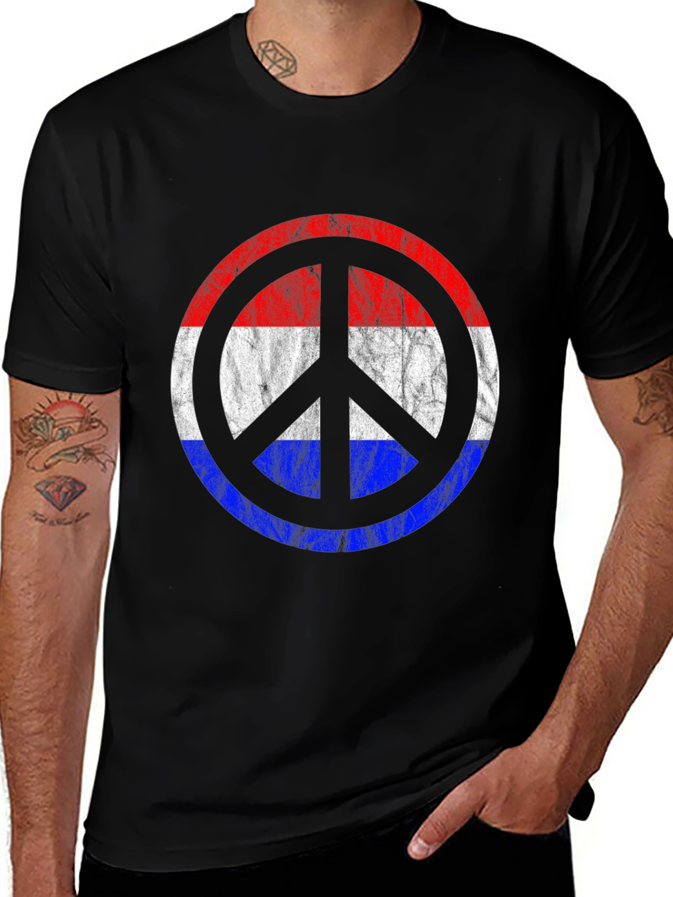 Variant 14 of Peace Sign Netherlands Flag T-Shirt
