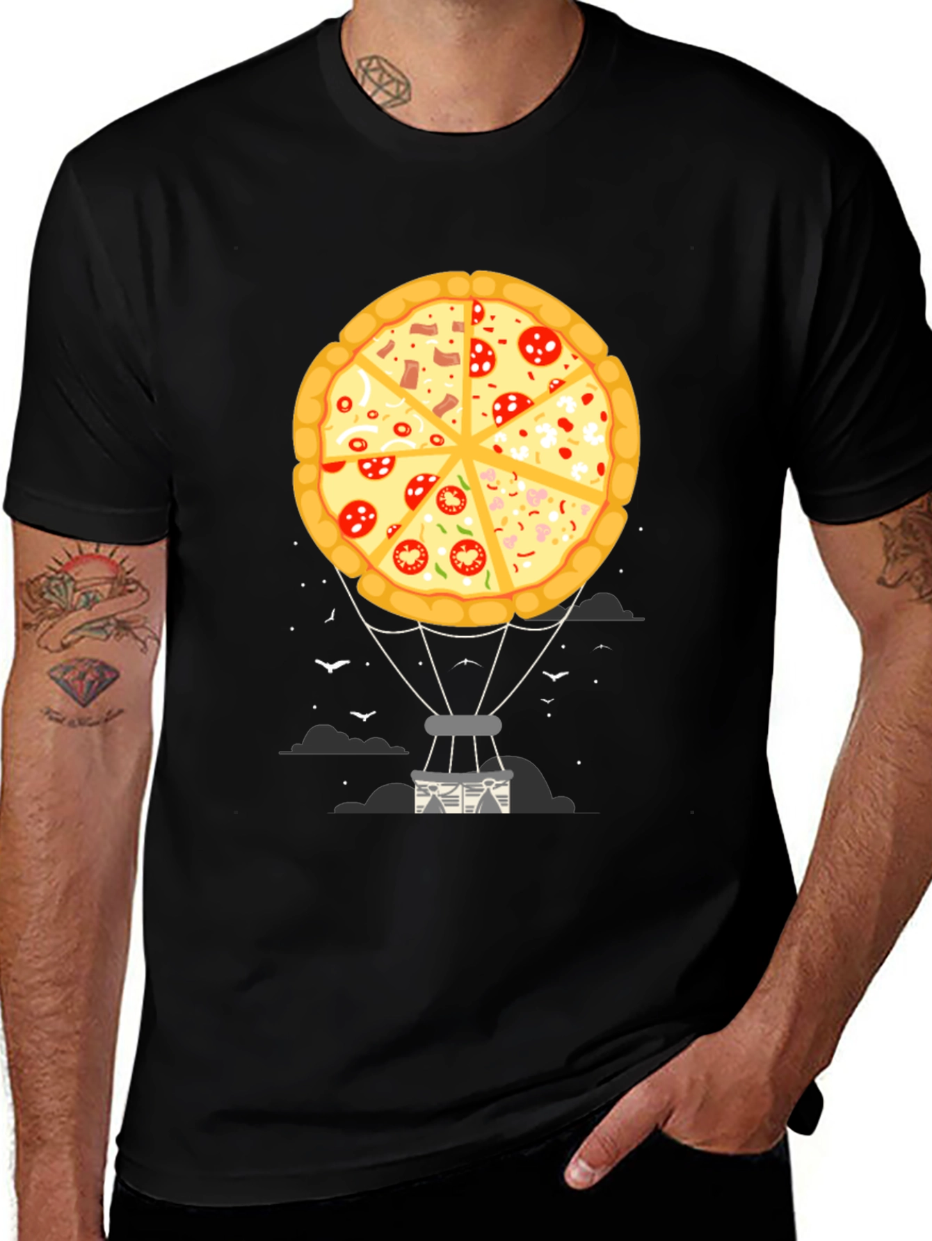 Variant 2 of Pizza Hot Air Balloon T-Shirt - Unique Graphic Tee