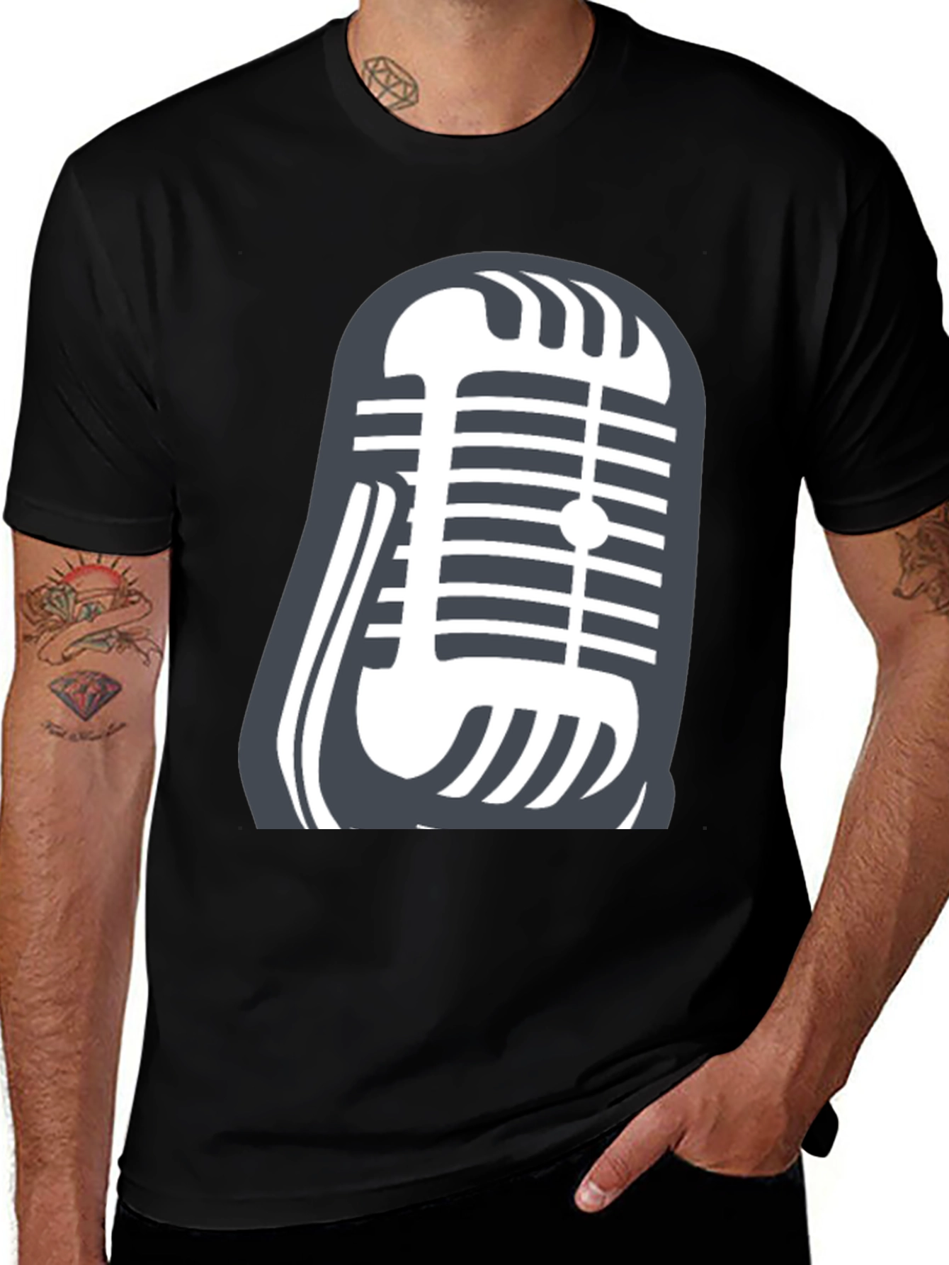 Variant 19 of Retro Microphone Graphic Tee - Classic Vocal Style
