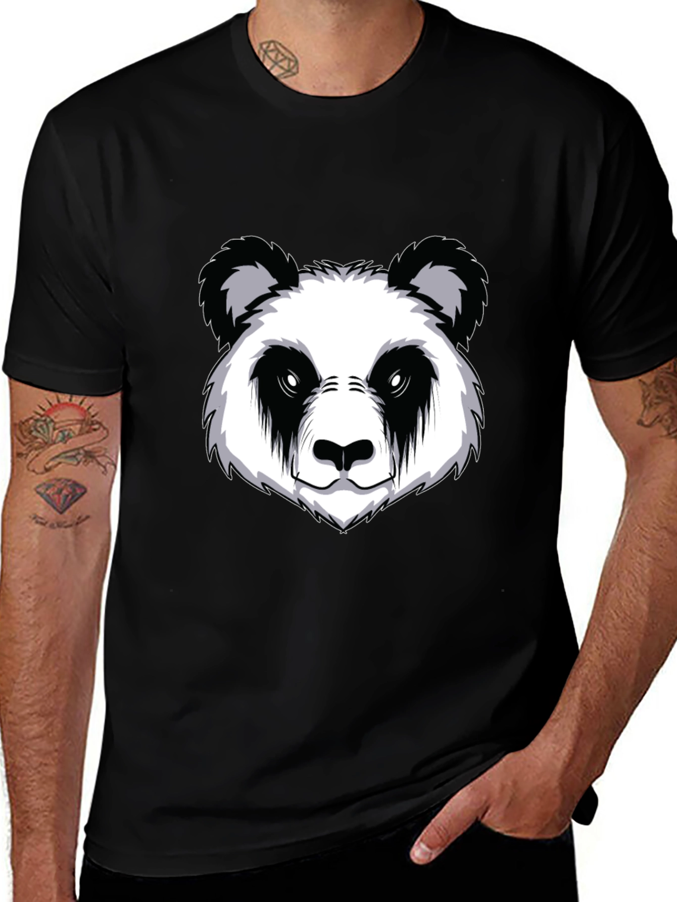 Variant 21 of Cool Panda Graphic Tee - Black Cotton Blend
