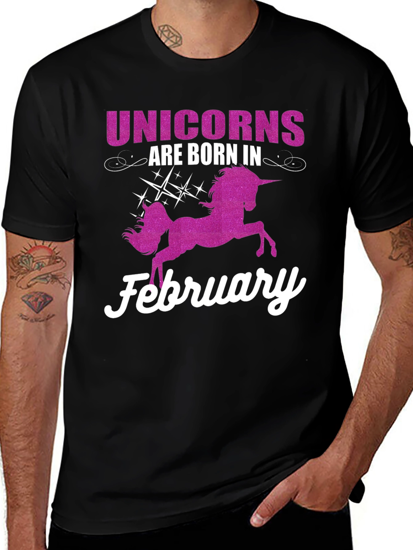 Black Unicorns Born in February T-Shirt main image