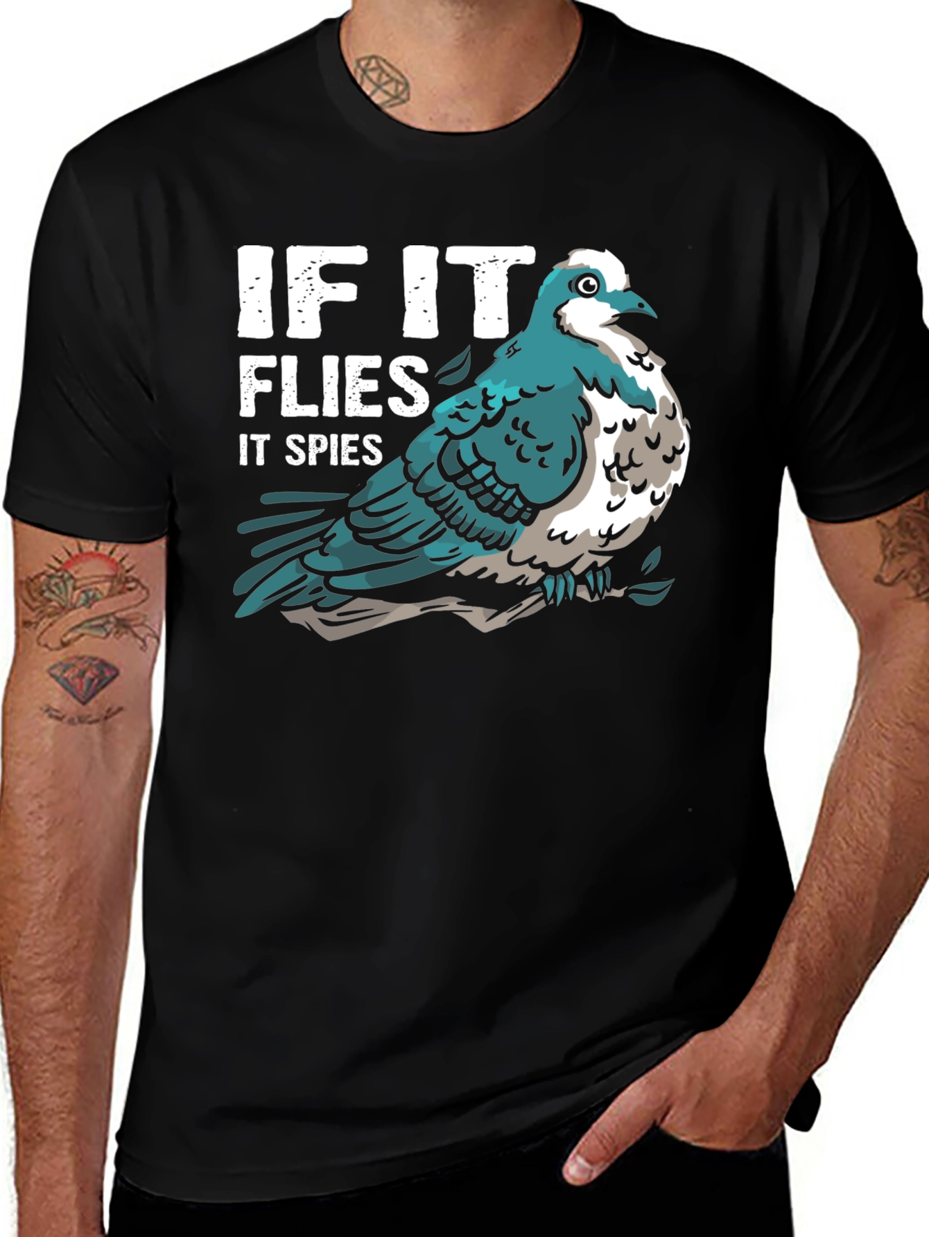 If it Flies it Spies T-Shirt - Novelty Bird Conspiracy Tee