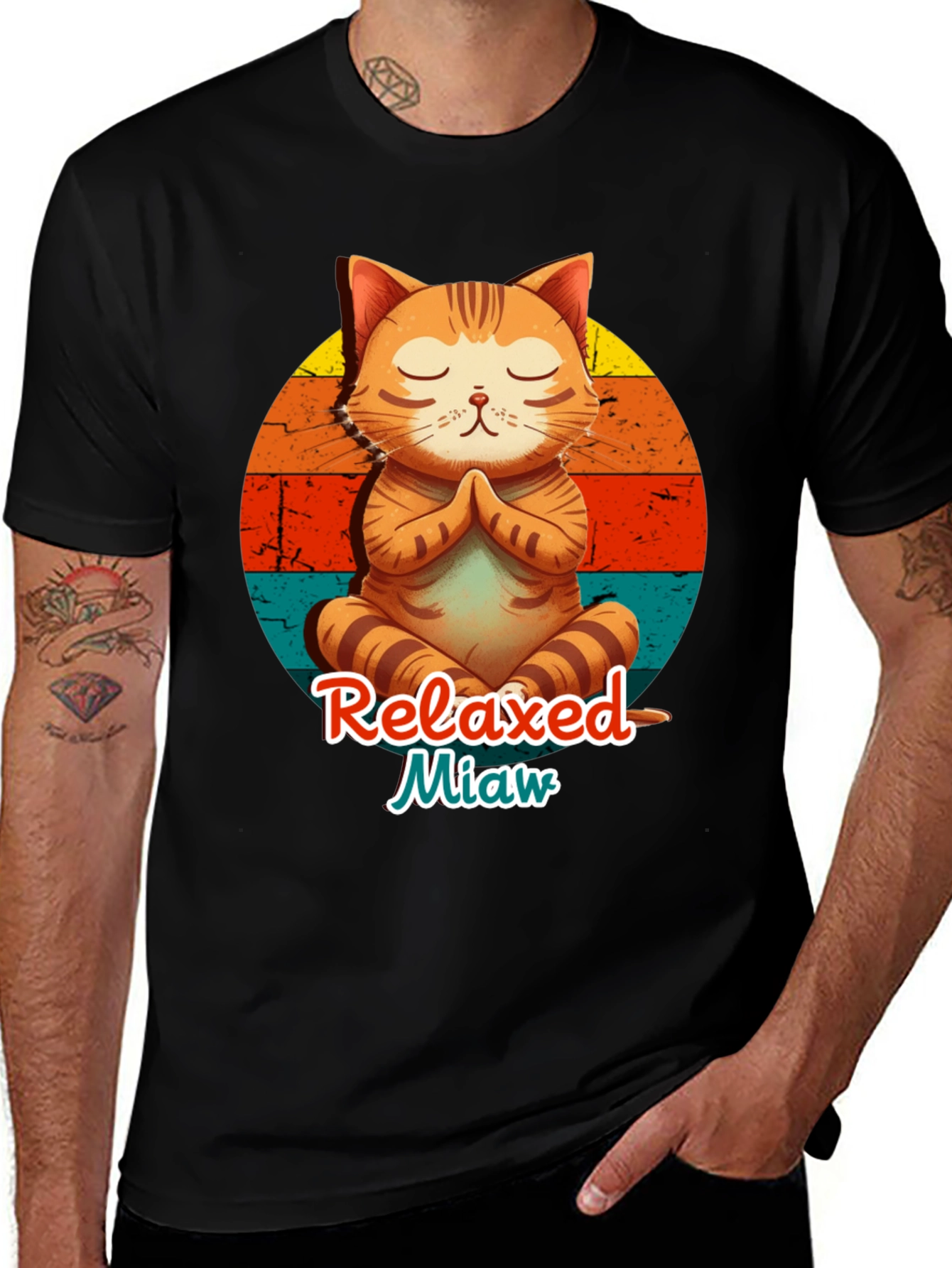 Relaxed Miaw T-Shirt - Meditation Cat Tee