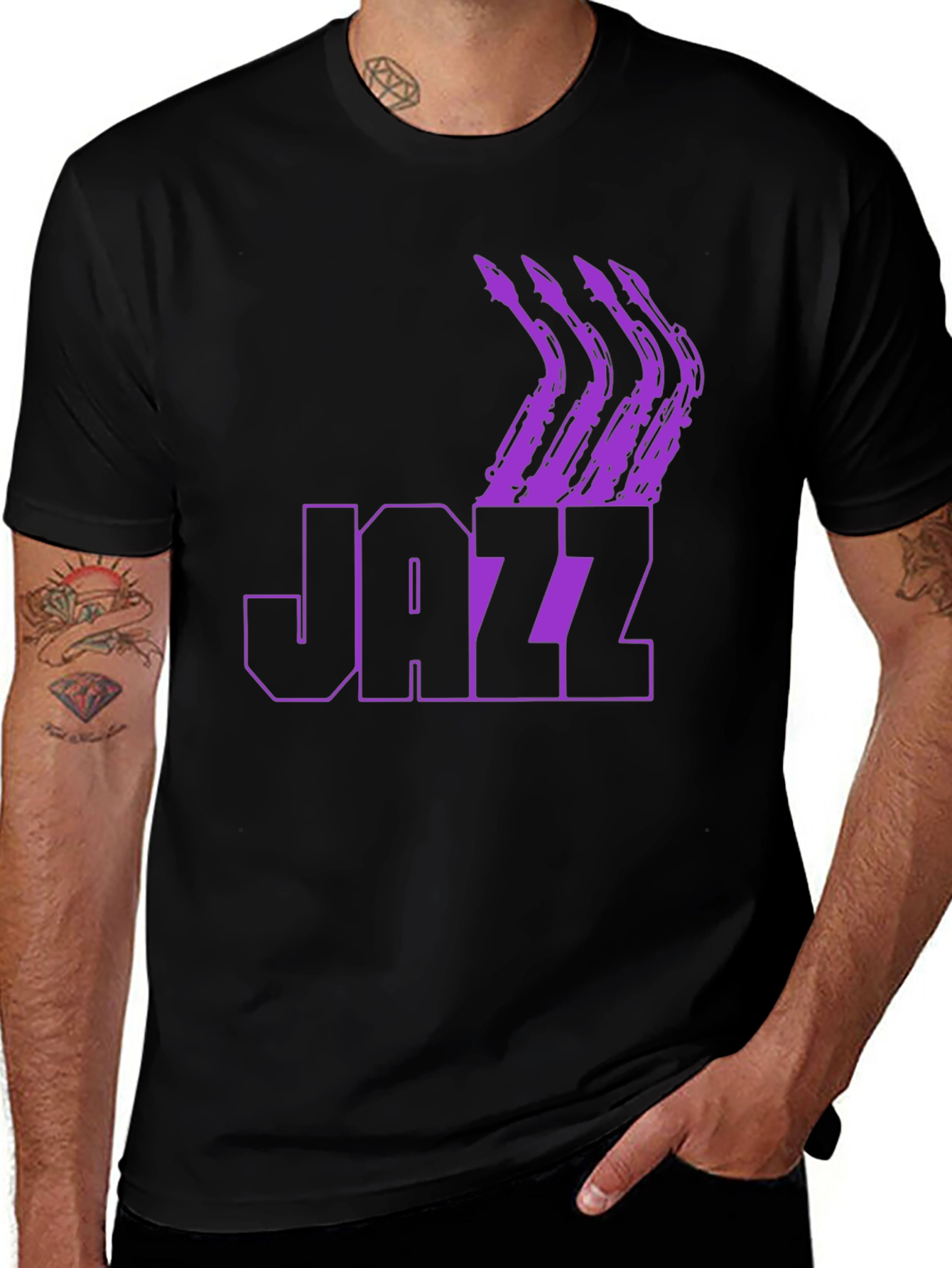 Variant 14 of Jazz Saxophone Graphic T-Shirt - Music Lover Tee
