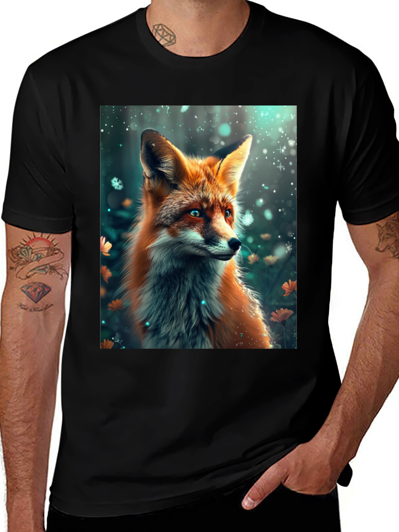 Variant 16 of Fox Portrait Graphic Tee - Black